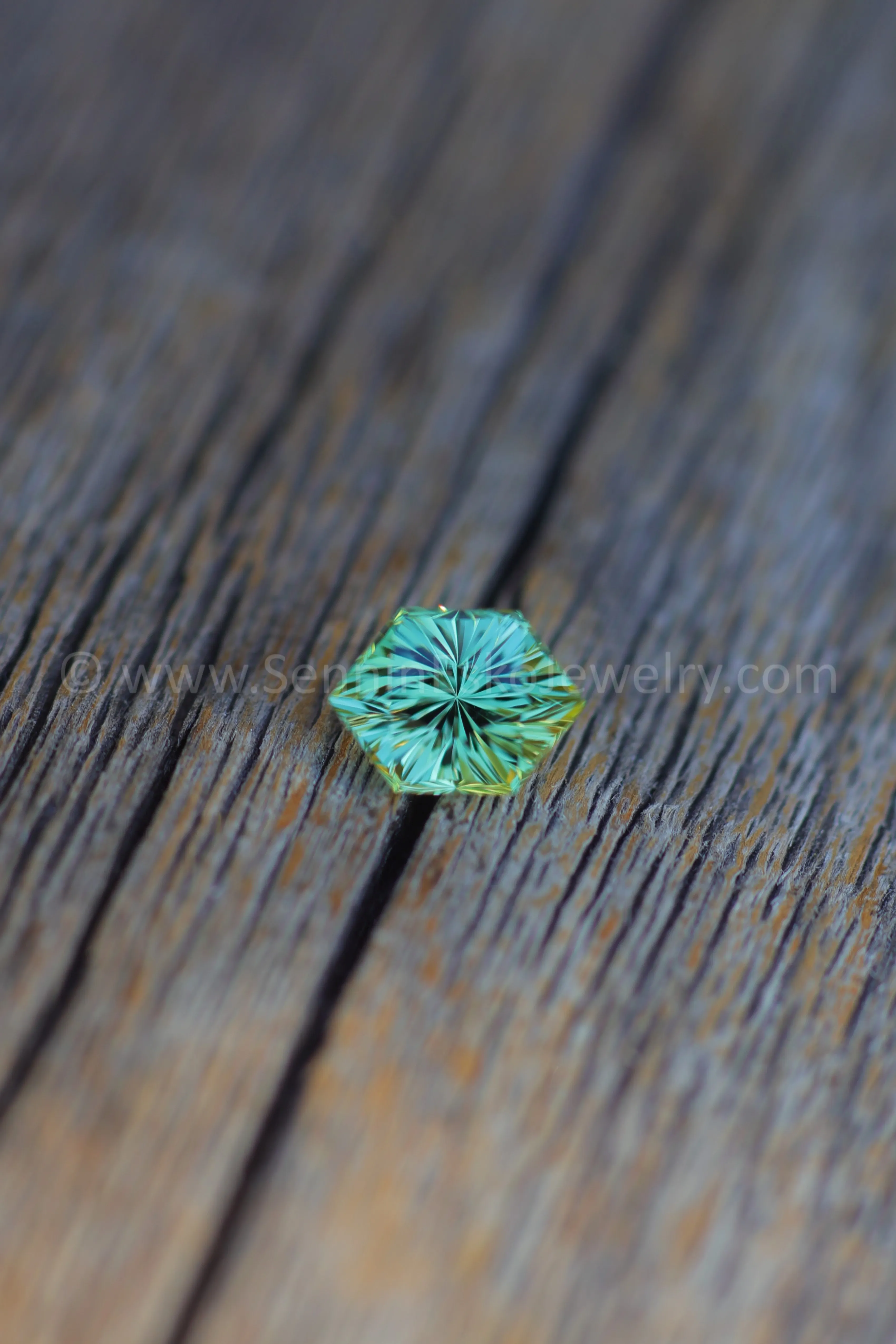 1.4 Carat Mint Tourmaline Hexagon -  8.4x6mm - Galaxy Cut