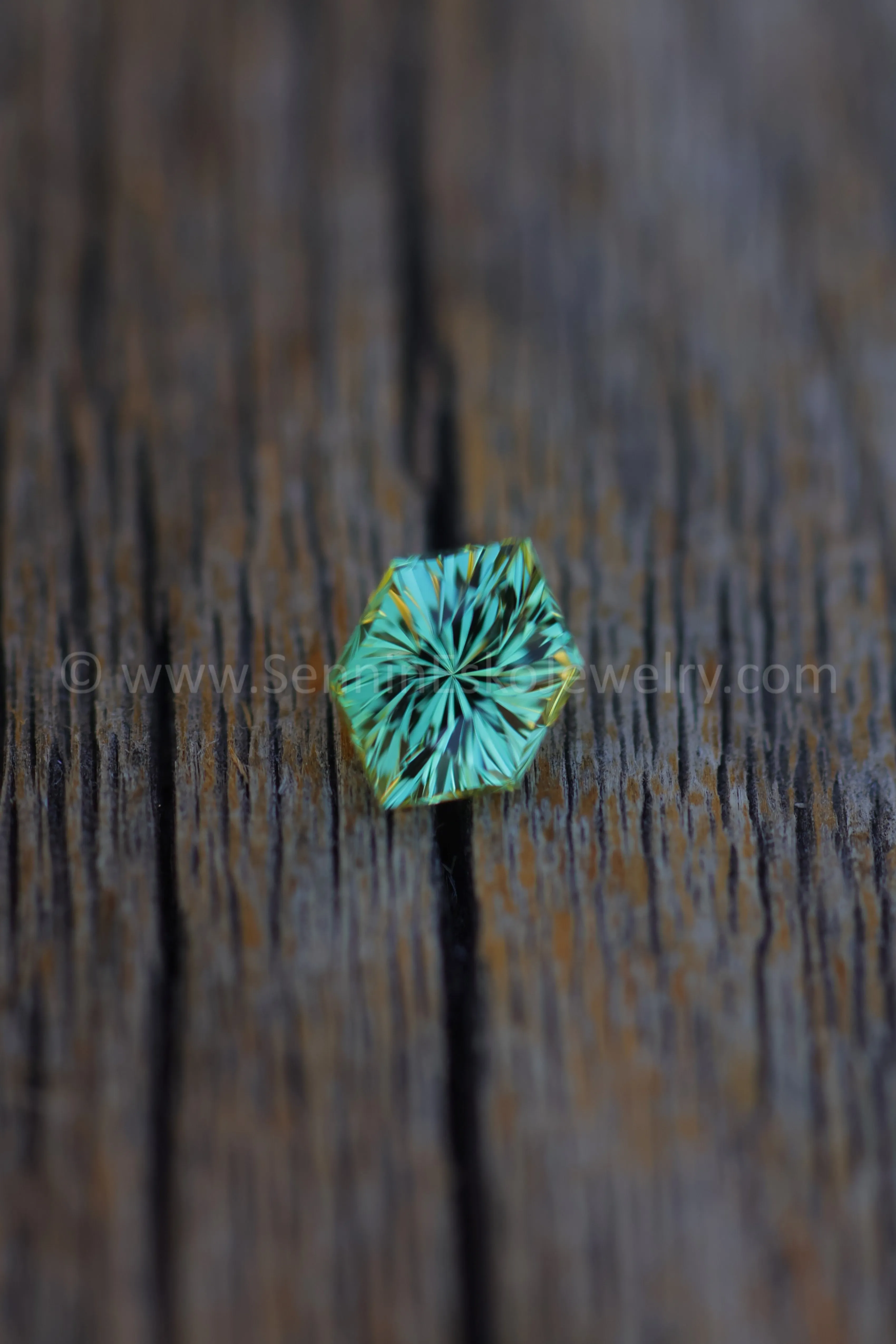 1.4 Carat Mint Tourmaline Hexagon -  8.4x6mm - Galaxy Cut