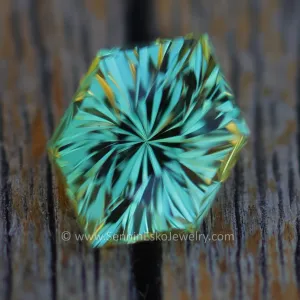 1.4 Carat Mint Tourmaline Hexagon -  8.4x6mm - Galaxy Cut