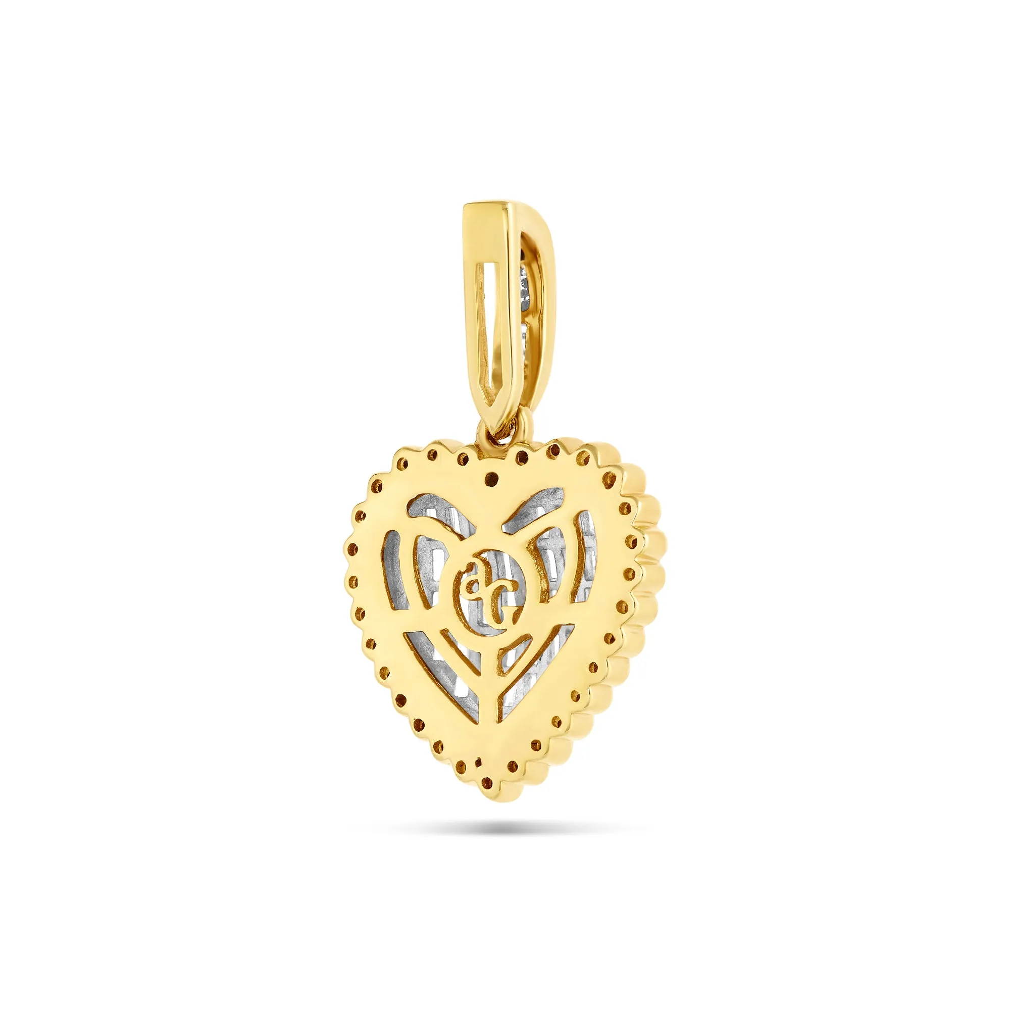 14k Gold Baguette Diamond Heart Pendant