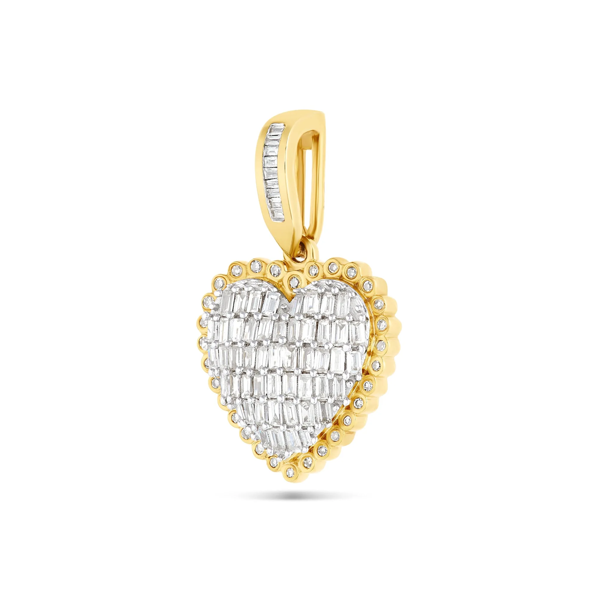 14k Gold Baguette Diamond Heart Pendant