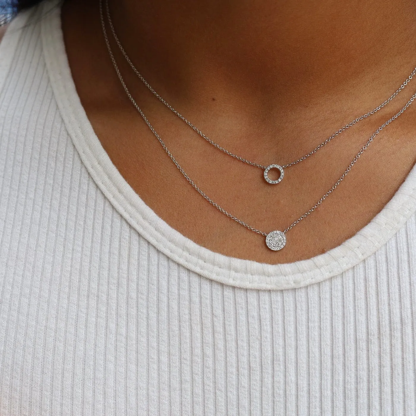 14k White Gold Small Open Circle Necklace