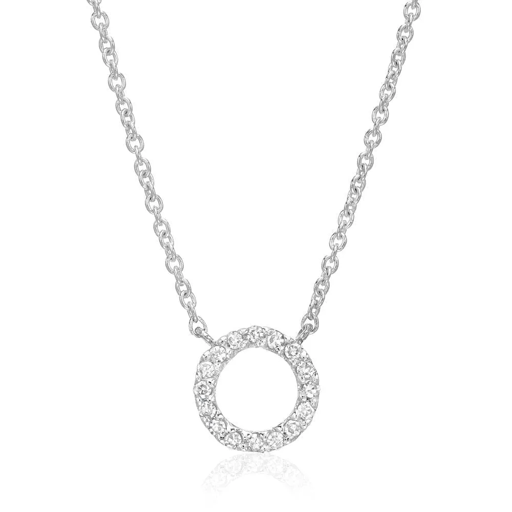 14k White Gold Small Open Circle Necklace