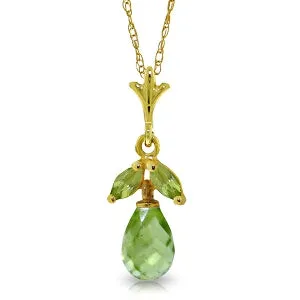 1.7 Carat 14K Solid Yellow Gold Flesh And Spirit Peridot Necklace