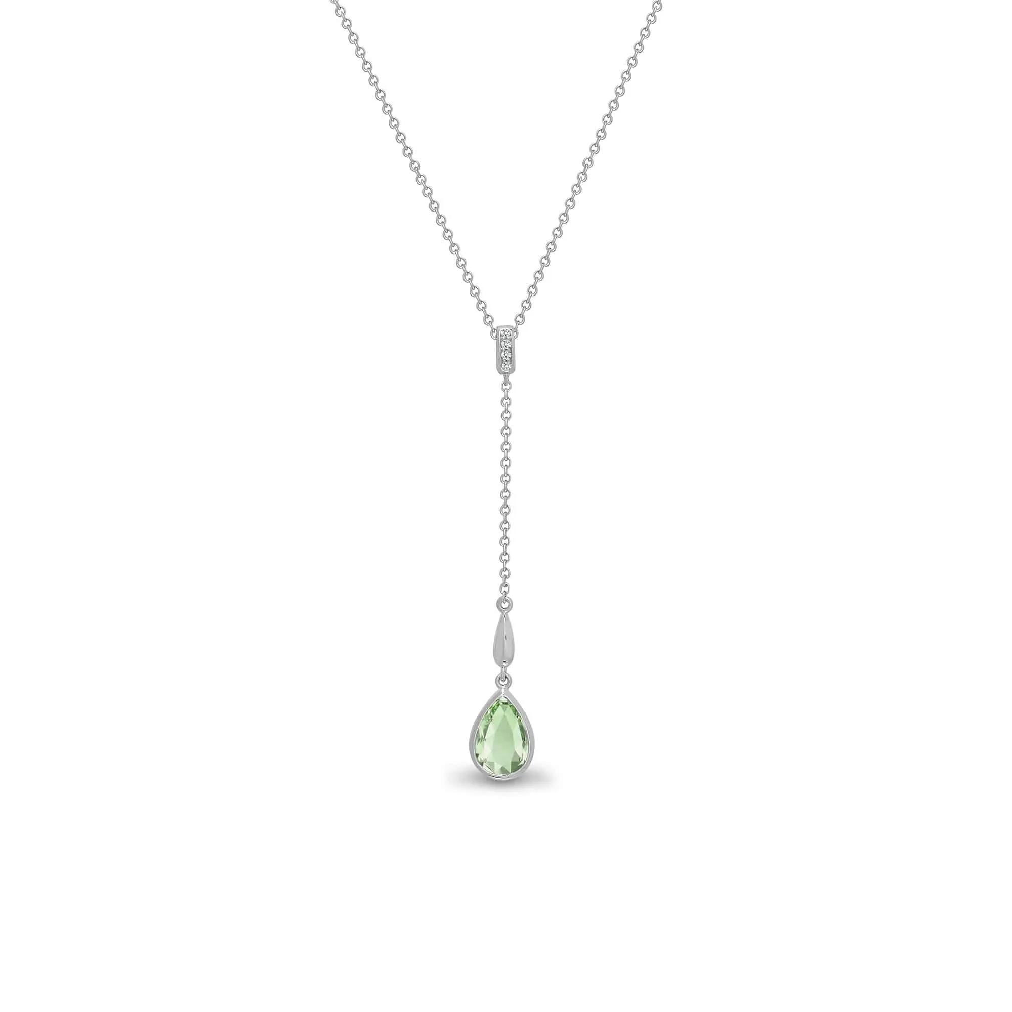 18ct White Gold Diamond And Green Amethyst Necklace