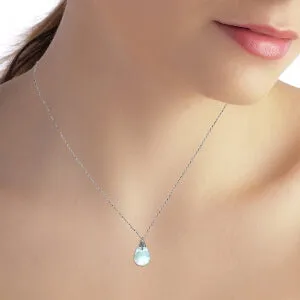 3 Carat 14K Solid White Gold Your Voice Blue Topaz Necklace