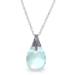 3 Carat 14K Solid White Gold Your Voice Blue Topaz Necklace