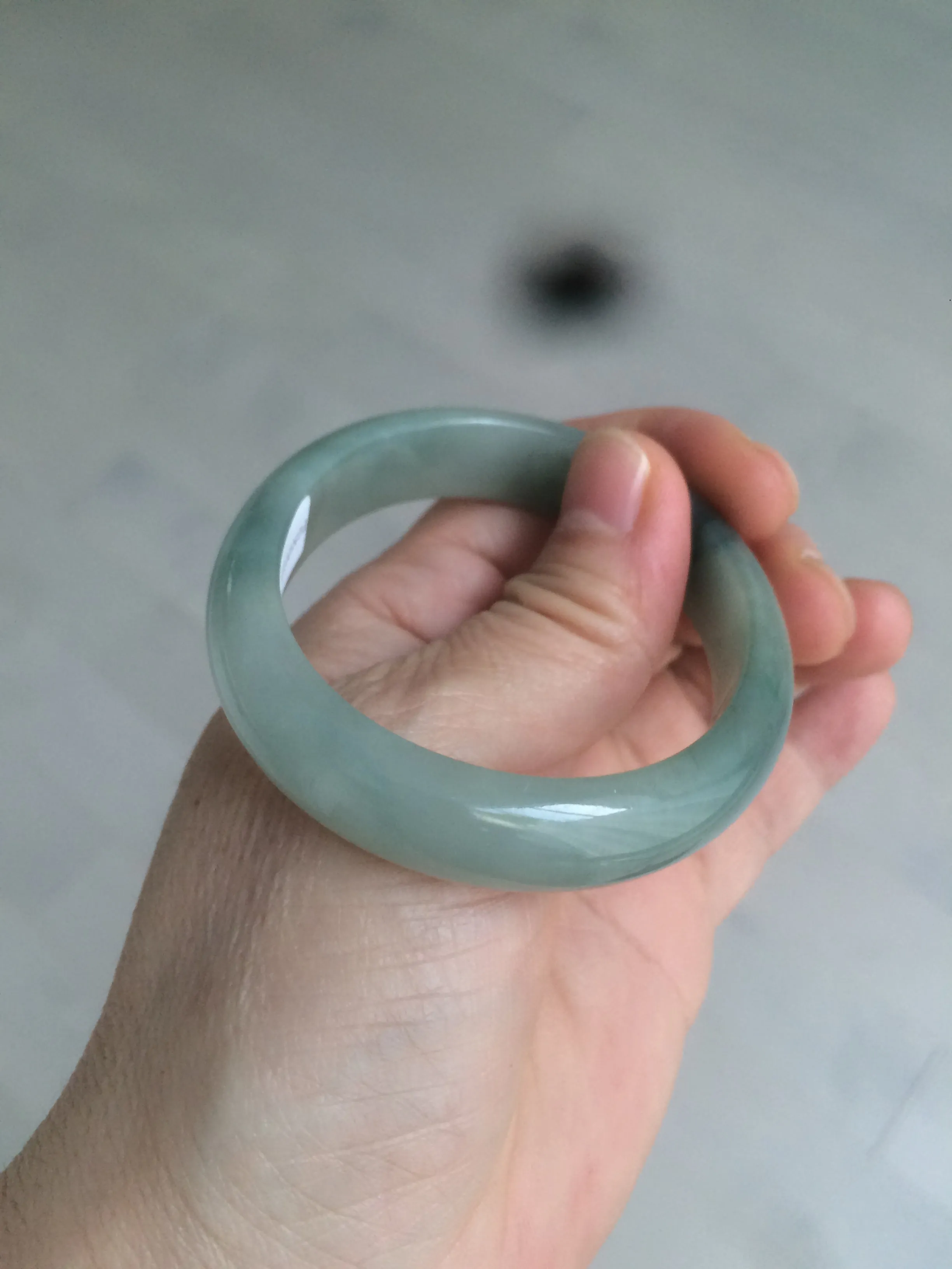 49mm Certified Type A 100% Natural dark green/gray oval Jadeite Jade bangle AX4-2872