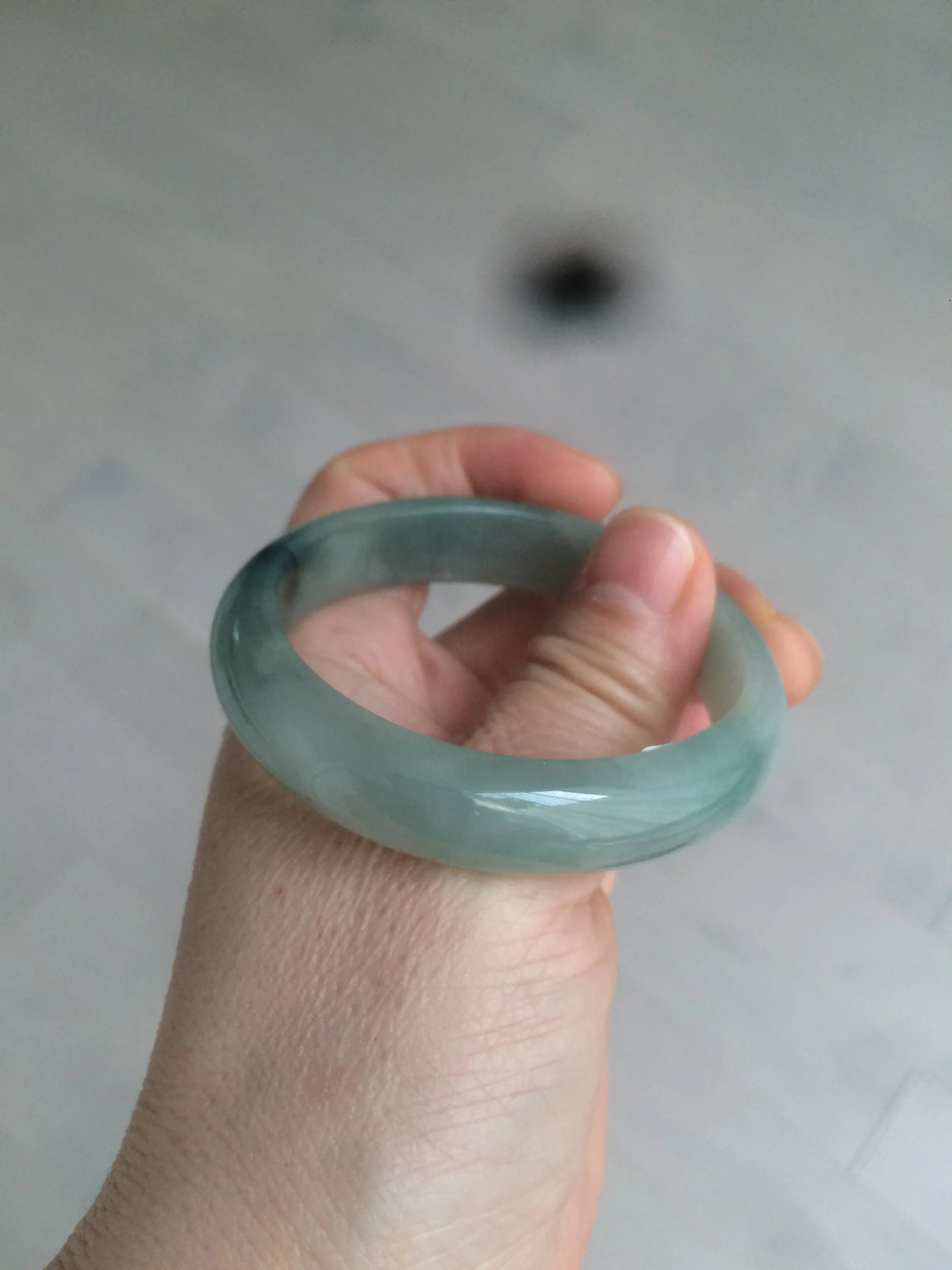 49mm Certified Type A 100% Natural dark green/gray oval Jadeite Jade bangle AX4-2872