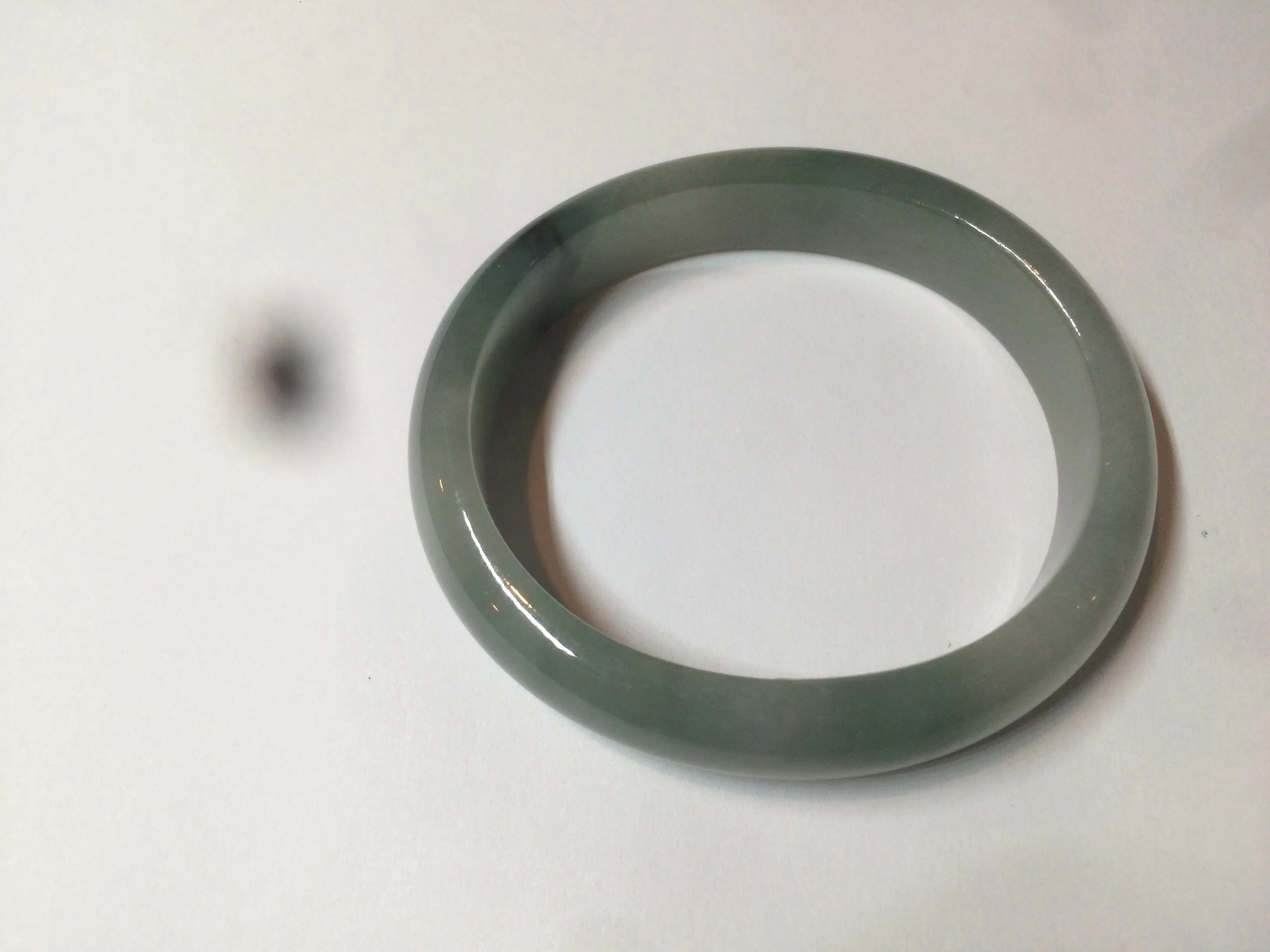 49mm Certified Type A 100% Natural dark green/gray oval Jadeite Jade bangle AX4-2872