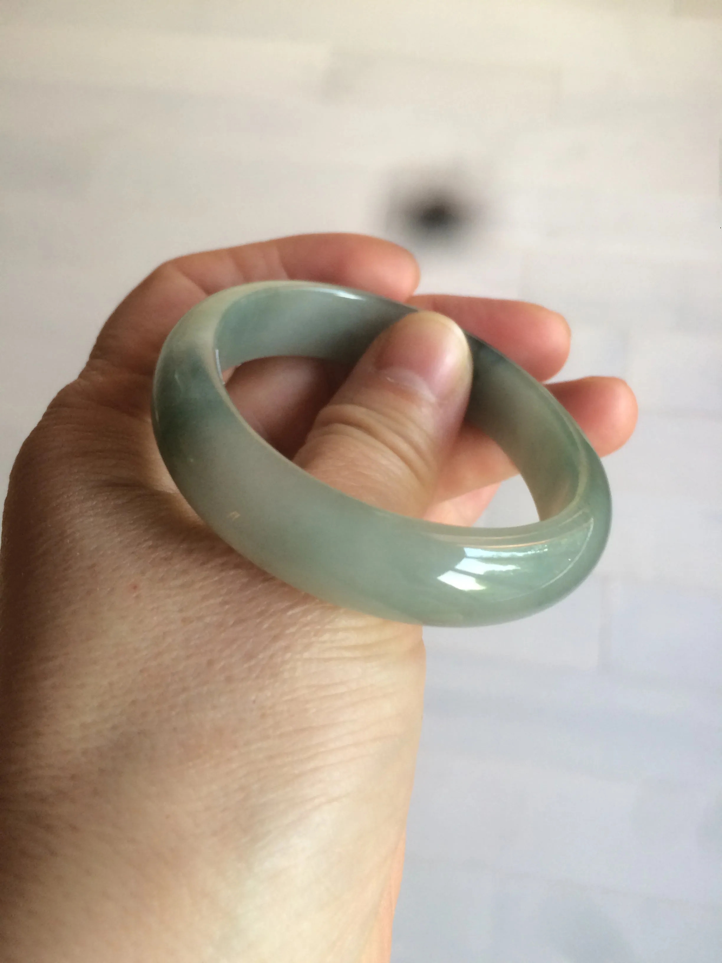 49mm Certified Type A 100% Natural dark green/gray oval Jadeite Jade bangle AX4-2872