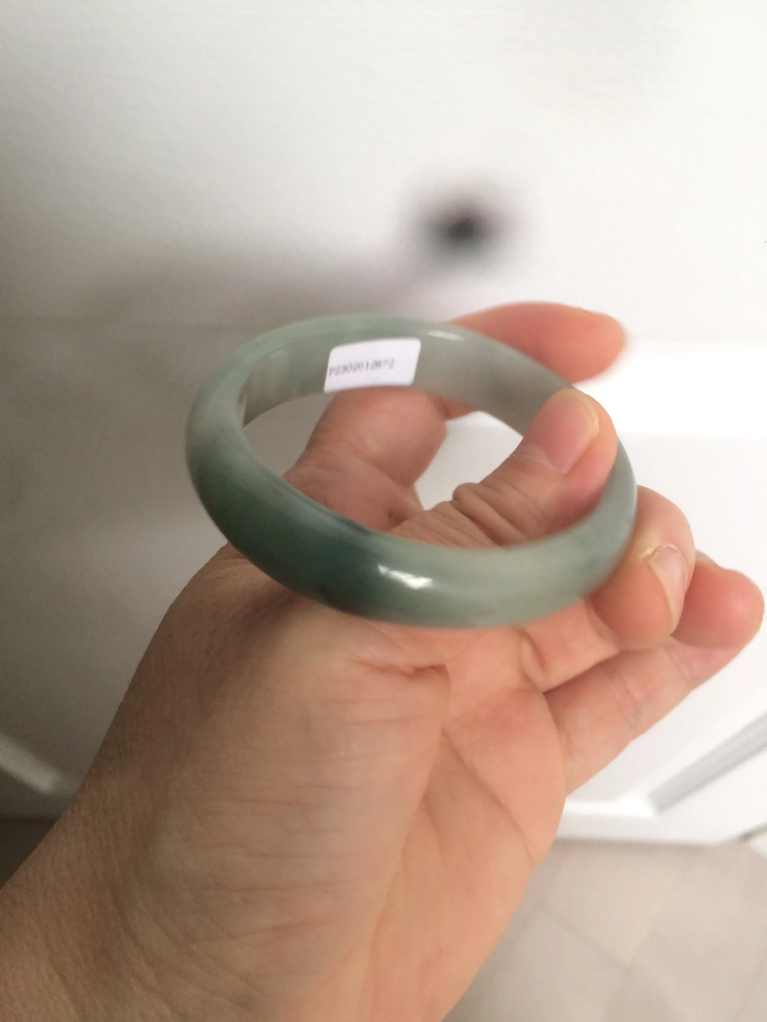 49mm Certified Type A 100% Natural dark green/gray oval Jadeite Jade bangle AX4-2872