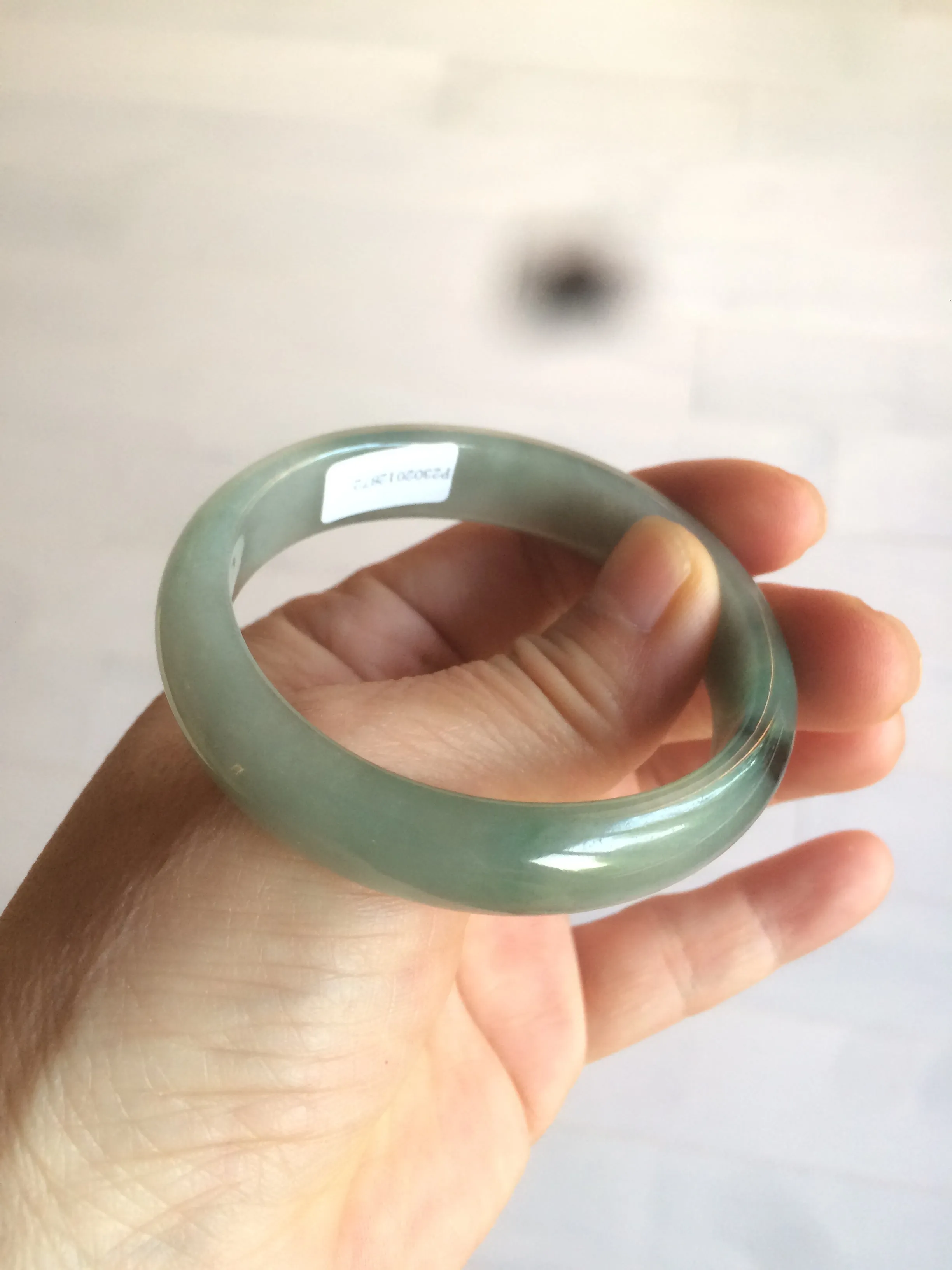 49mm Certified Type A 100% Natural dark green/gray oval Jadeite Jade bangle AX4-2872