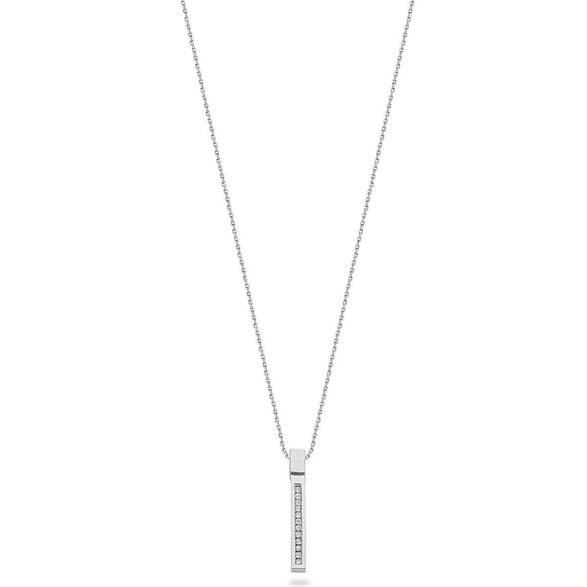 9ct White Gold 0.12ct Diamond Bar Necklace