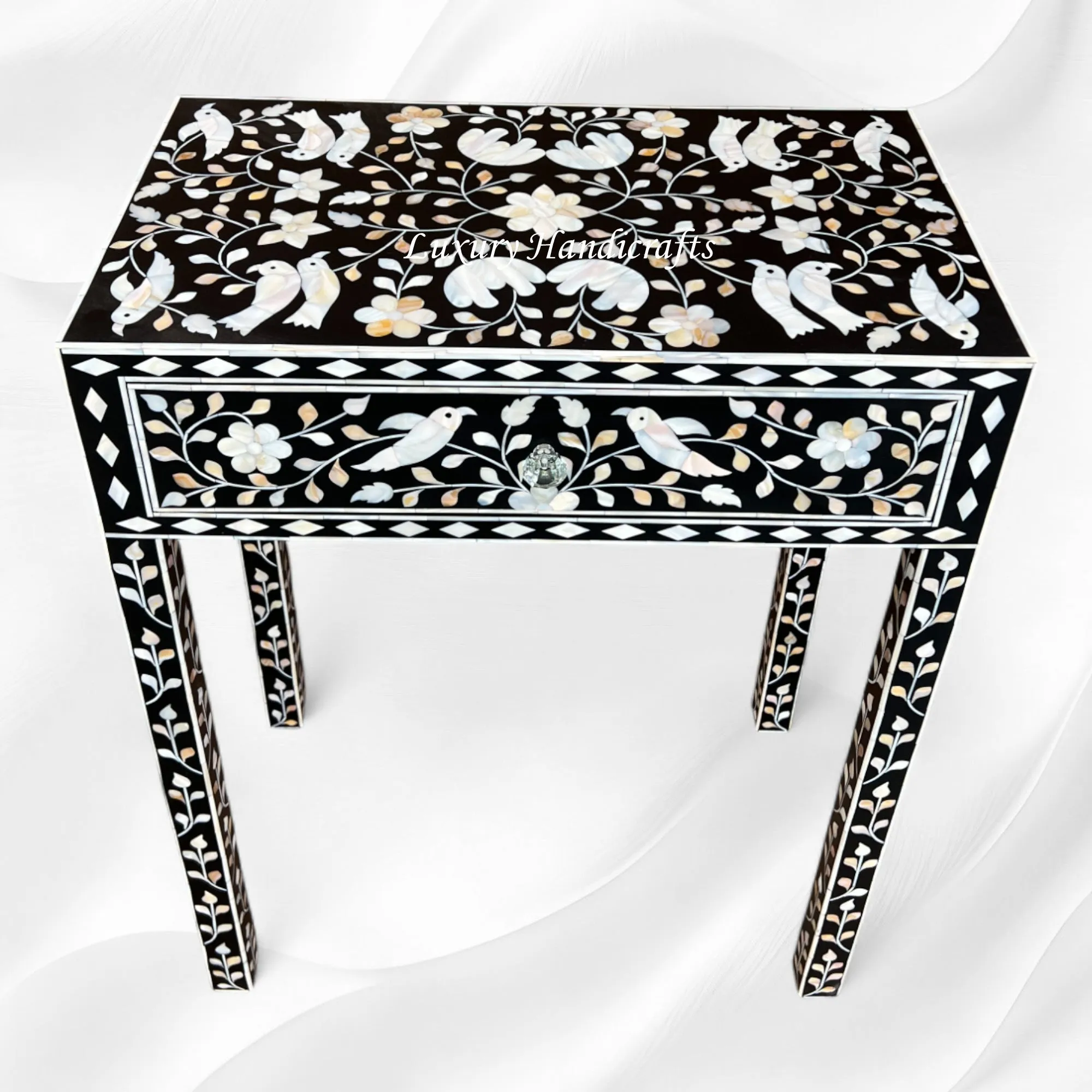 Aura Mother of Pearl Inlay Console Black | Mother Of Pearl Desk