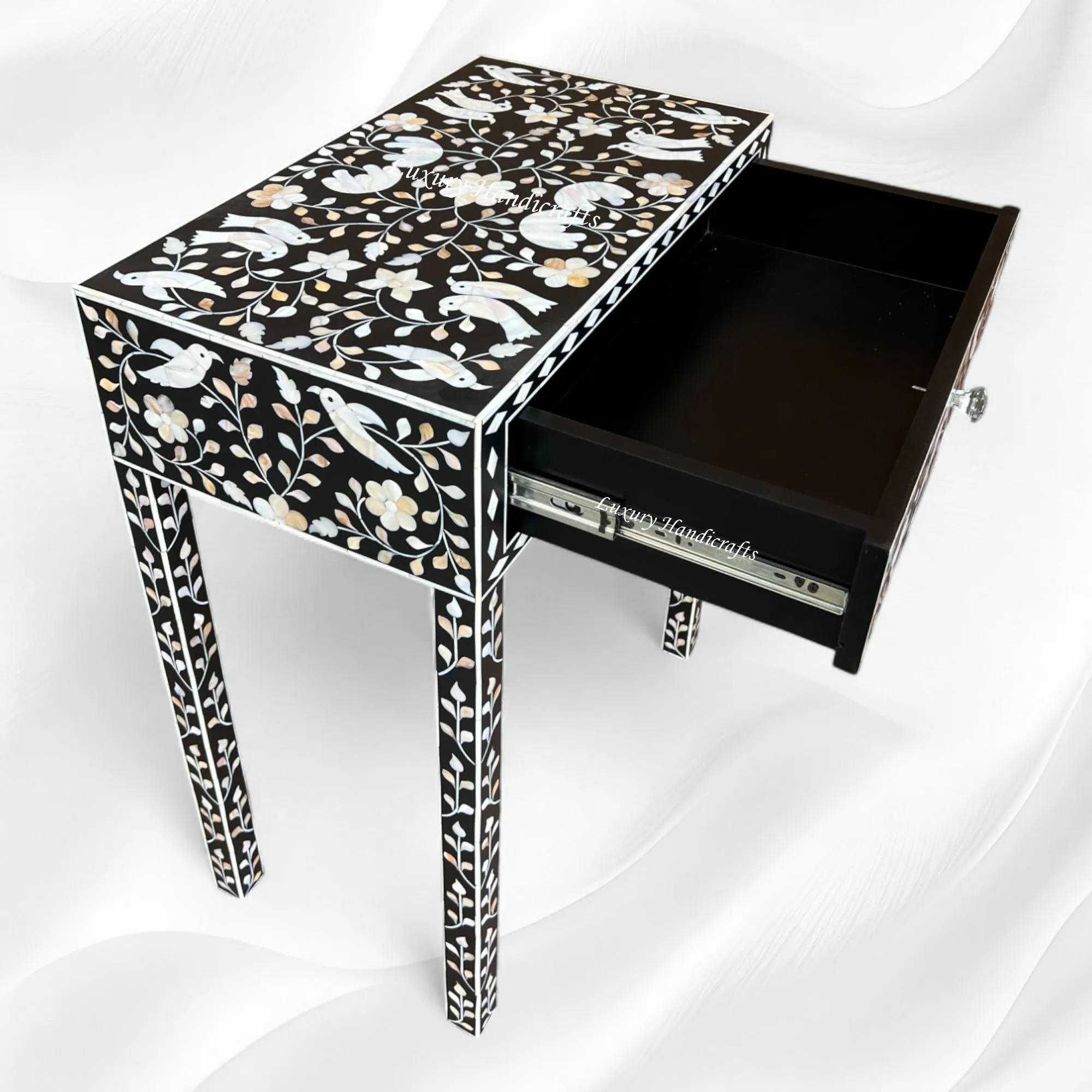 Aura Mother of Pearl Inlay Console Black | Mother Of Pearl Desk