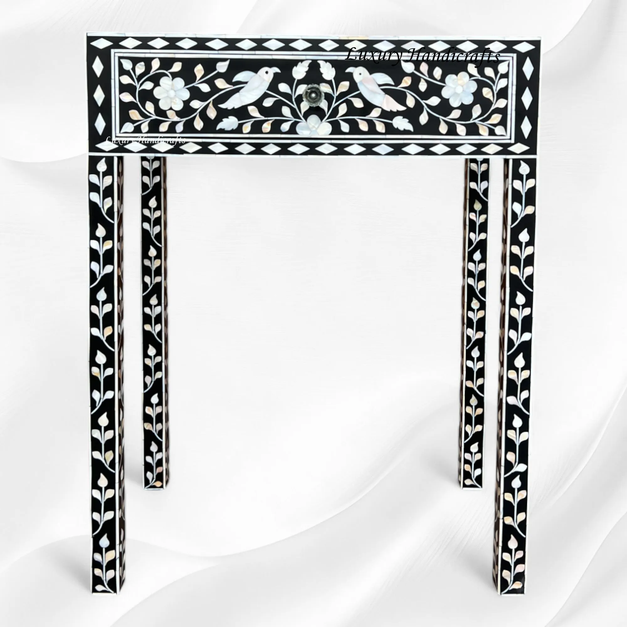 Aura Mother of Pearl Inlay Console Black | Mother Of Pearl Desk