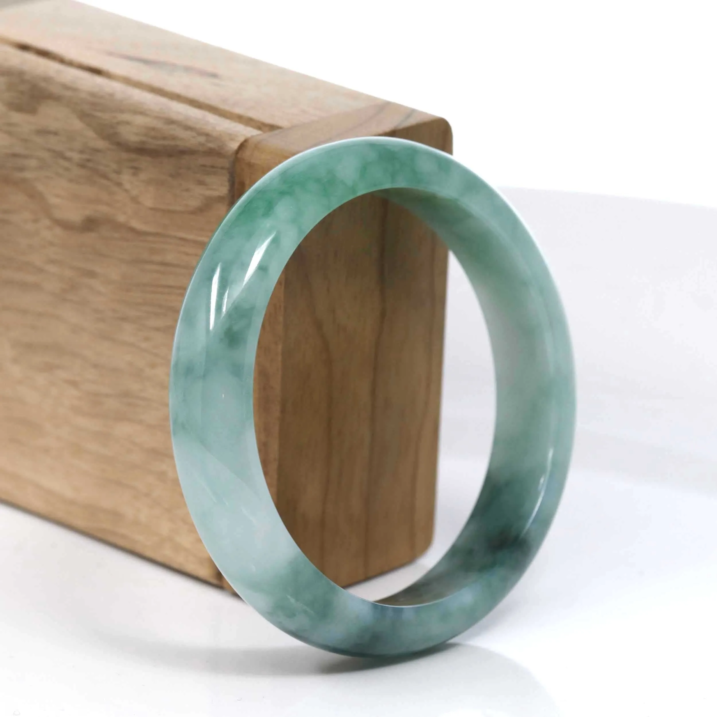 Baikalla Blue-Green Classic Real Jadeite Jade Bangle Bracelet (57.13mm) #391