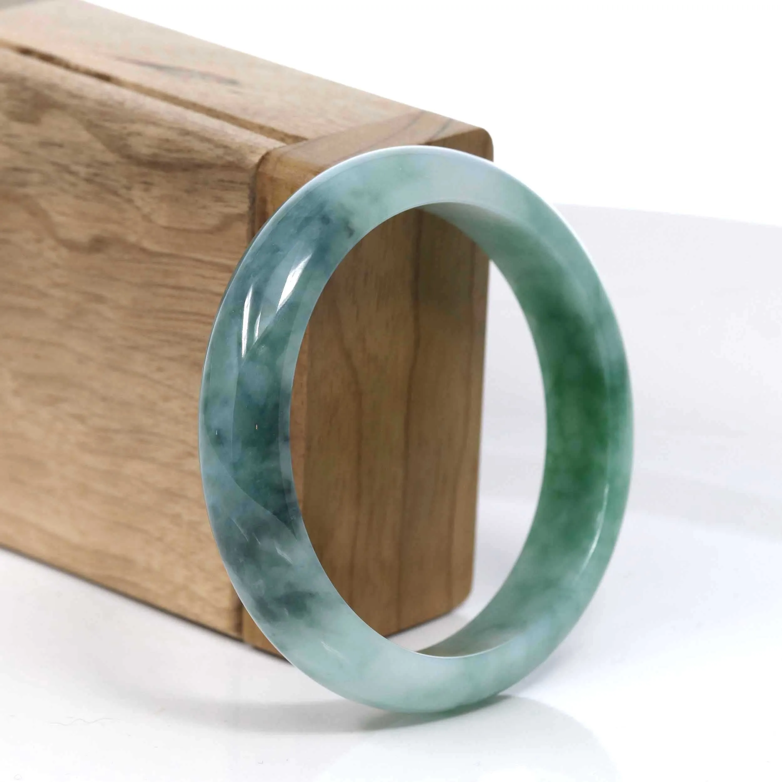 Baikalla Blue-Green Classic Real Jadeite Jade Bangle Bracelet (57.13mm) #391