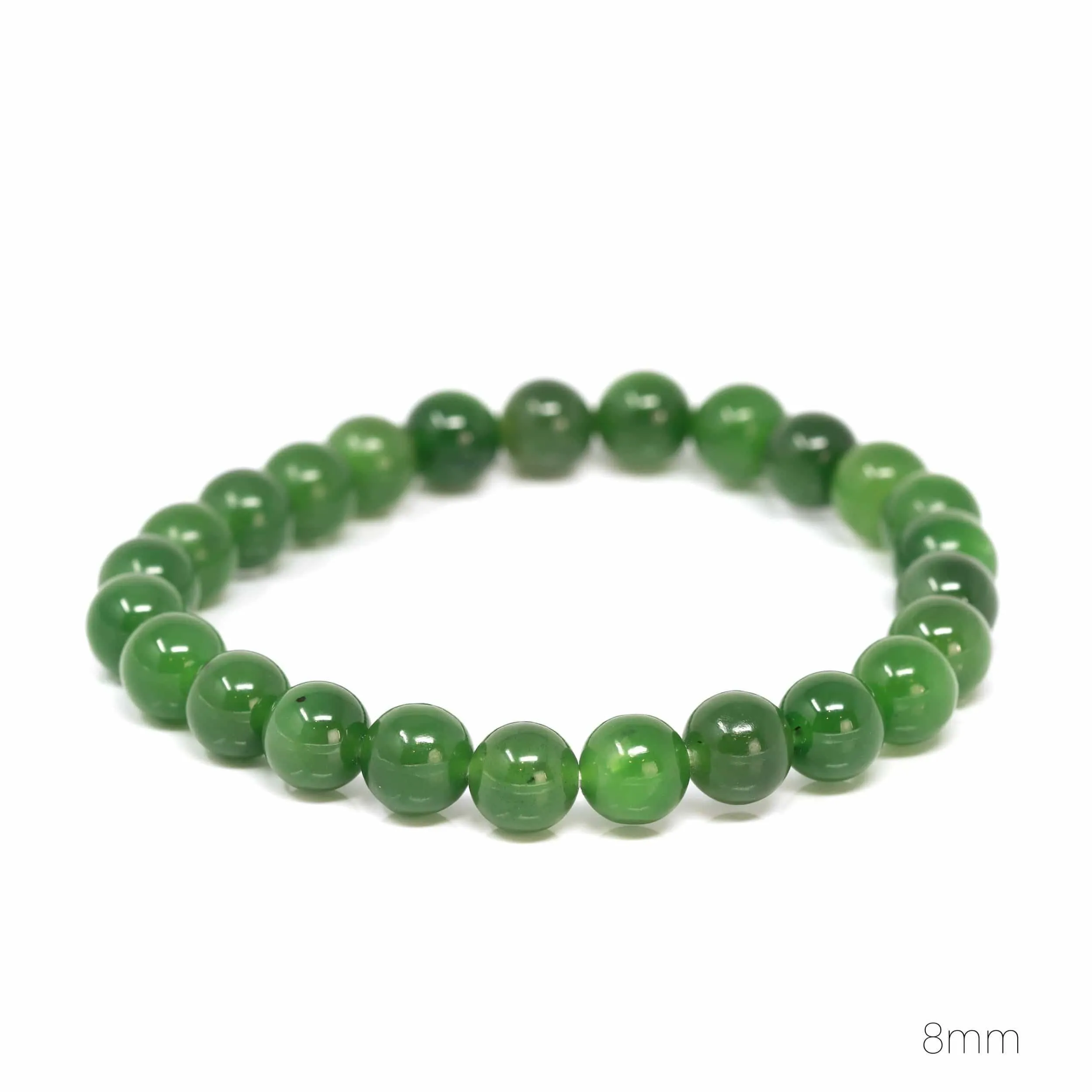 Baikalla Genuine Green Nephrite Jade Round Beads Bracelet Bangle ( 9.5mm )