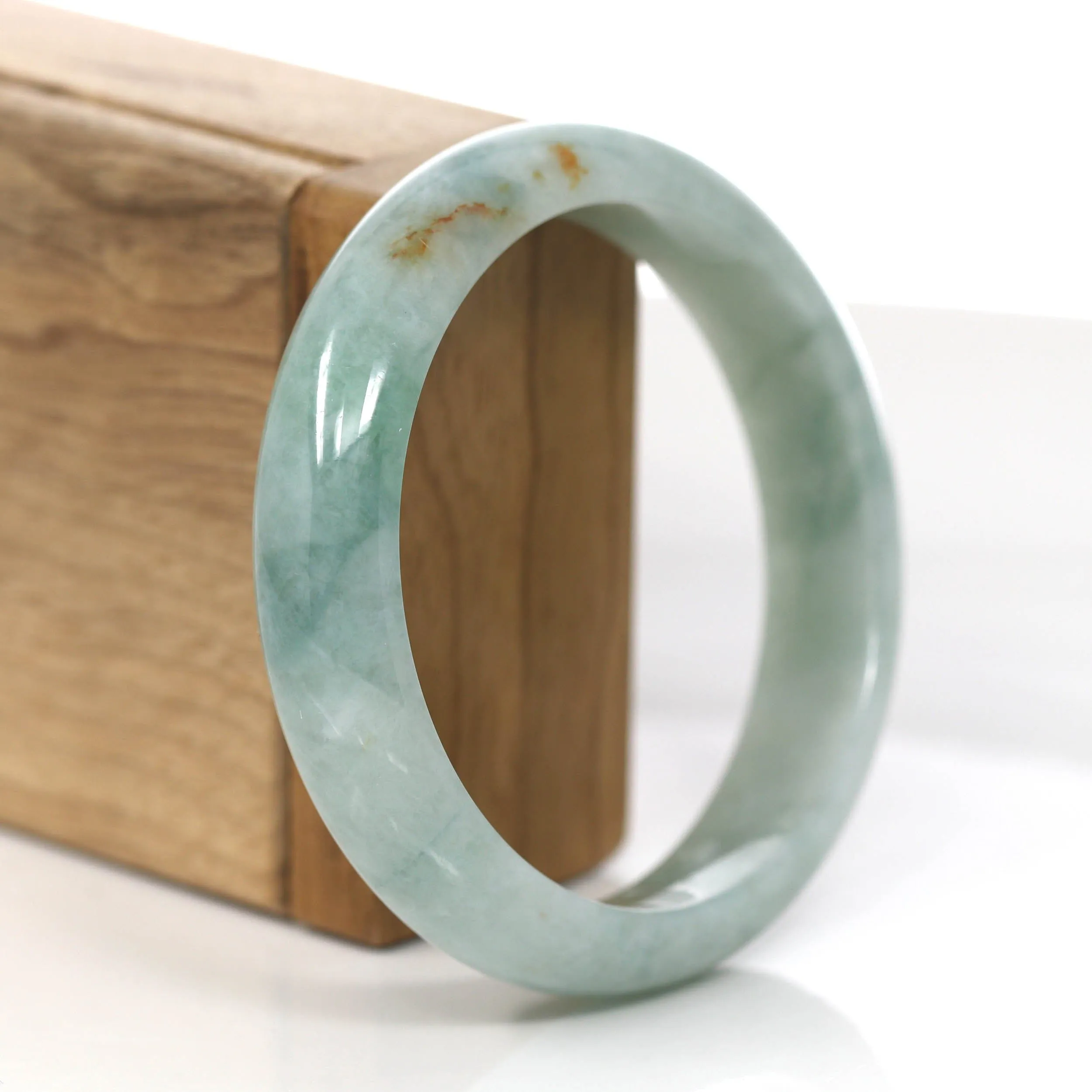 Baikalla "Classic Princess Half Round" Blue- Green Jadeite Jade Bangle ( 59.38 mm ) #873