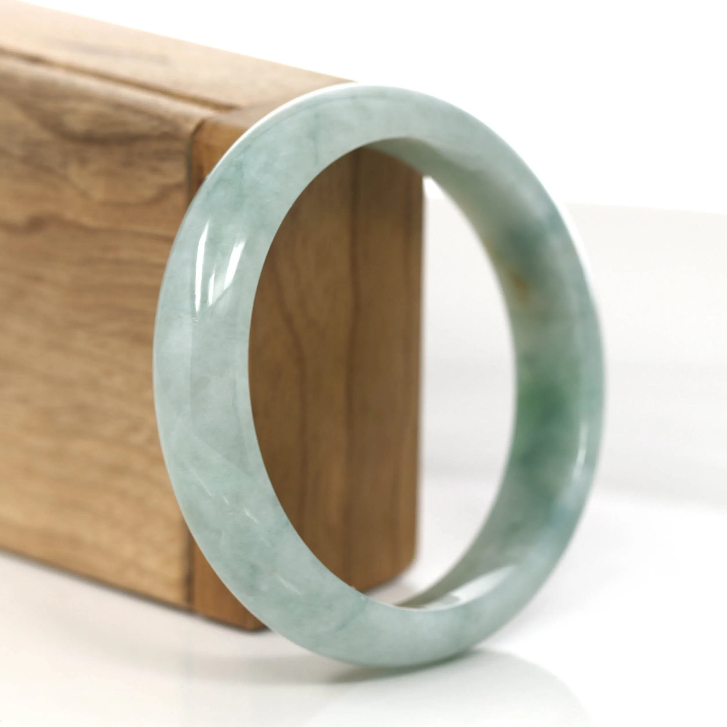 Baikalla "Classic Princess Half Round" Blue- Green Jadeite Jade Bangle ( 59.38 mm ) #873