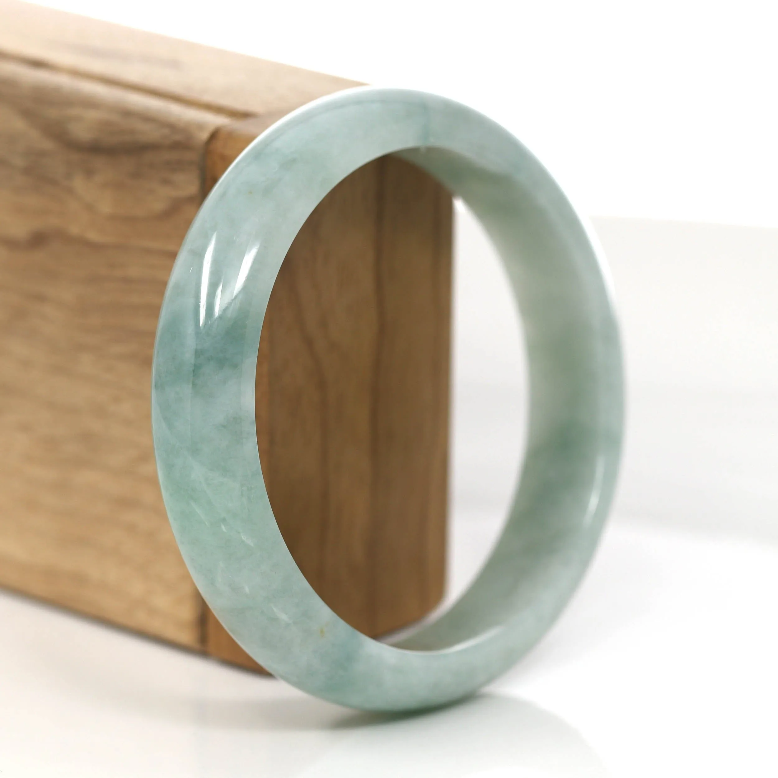 Baikalla "Classic Princess Half Round" Blue- Green Jadeite Jade Bangle ( 59.38 mm ) #873