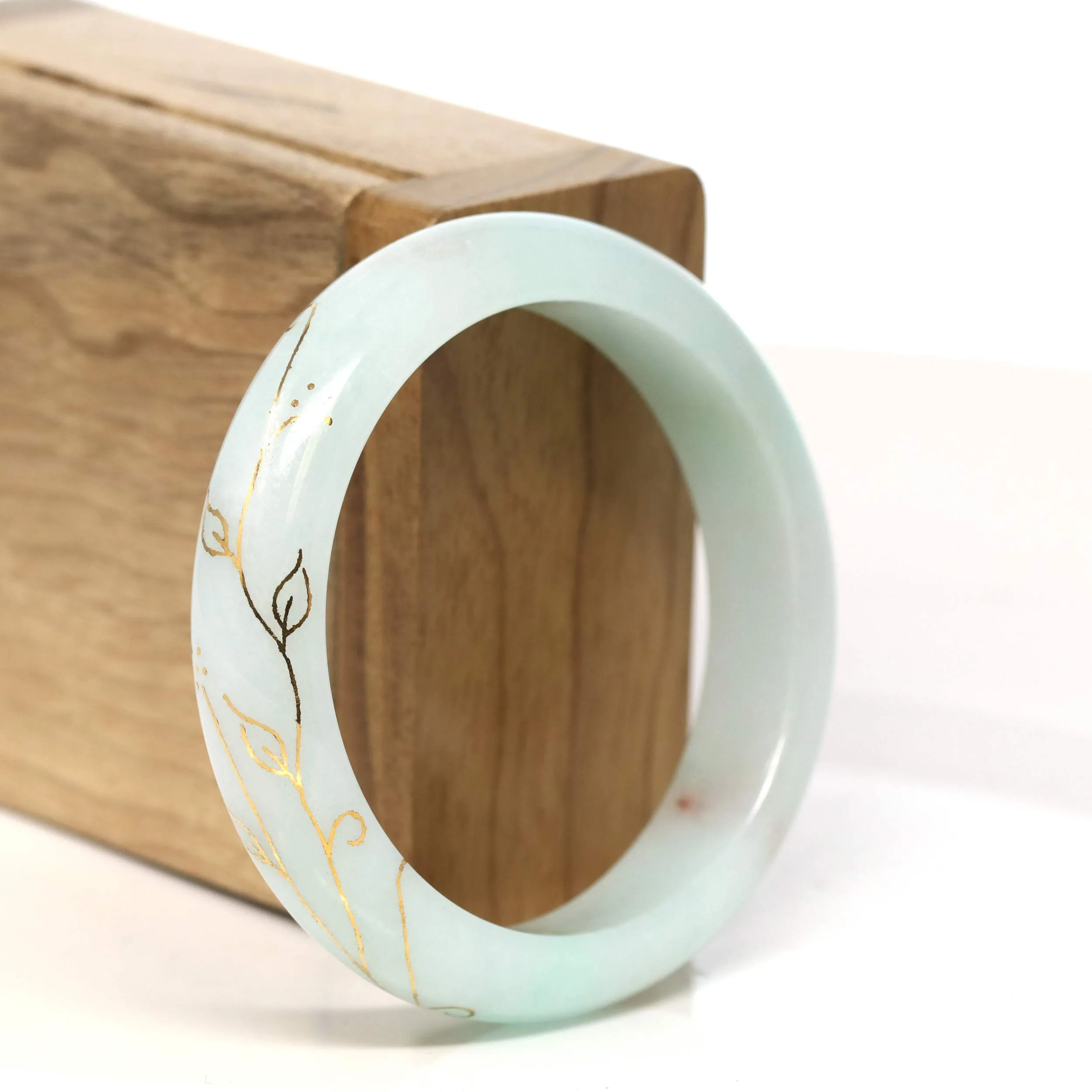 Baikalla "Half Round" 18k Inlay Lavender & Green Jadeite Jade Bangle Bracelet (53.6 mm) #T454