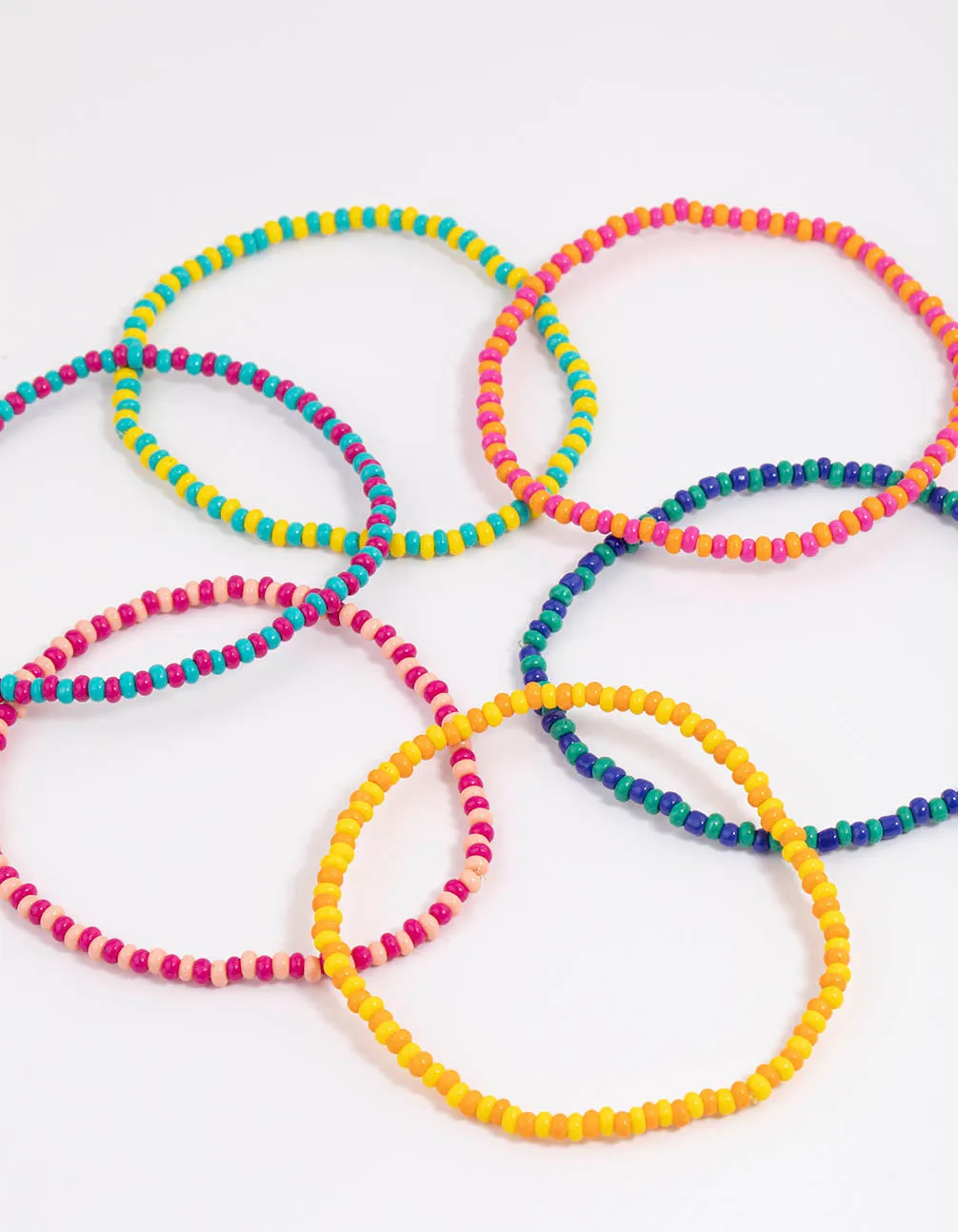 Beaded Multi Coloured Stretch Bracelet Pack