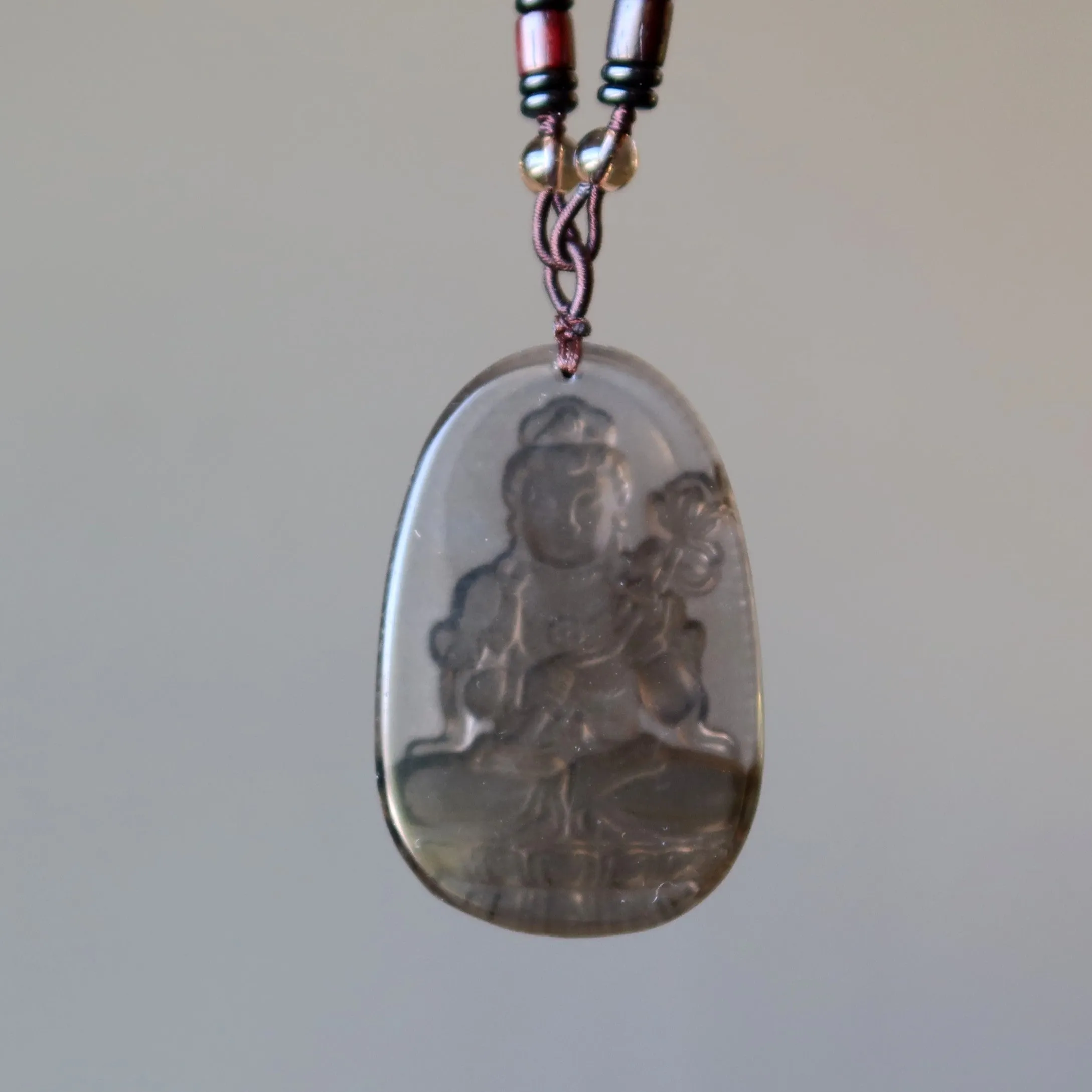 Black Obsidian Necklace Kwan Yin Beauty in the Ice Adjustable