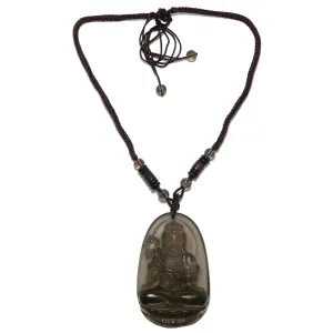 Black Obsidian Necklace Kwan Yin Beauty in the Ice Adjustable