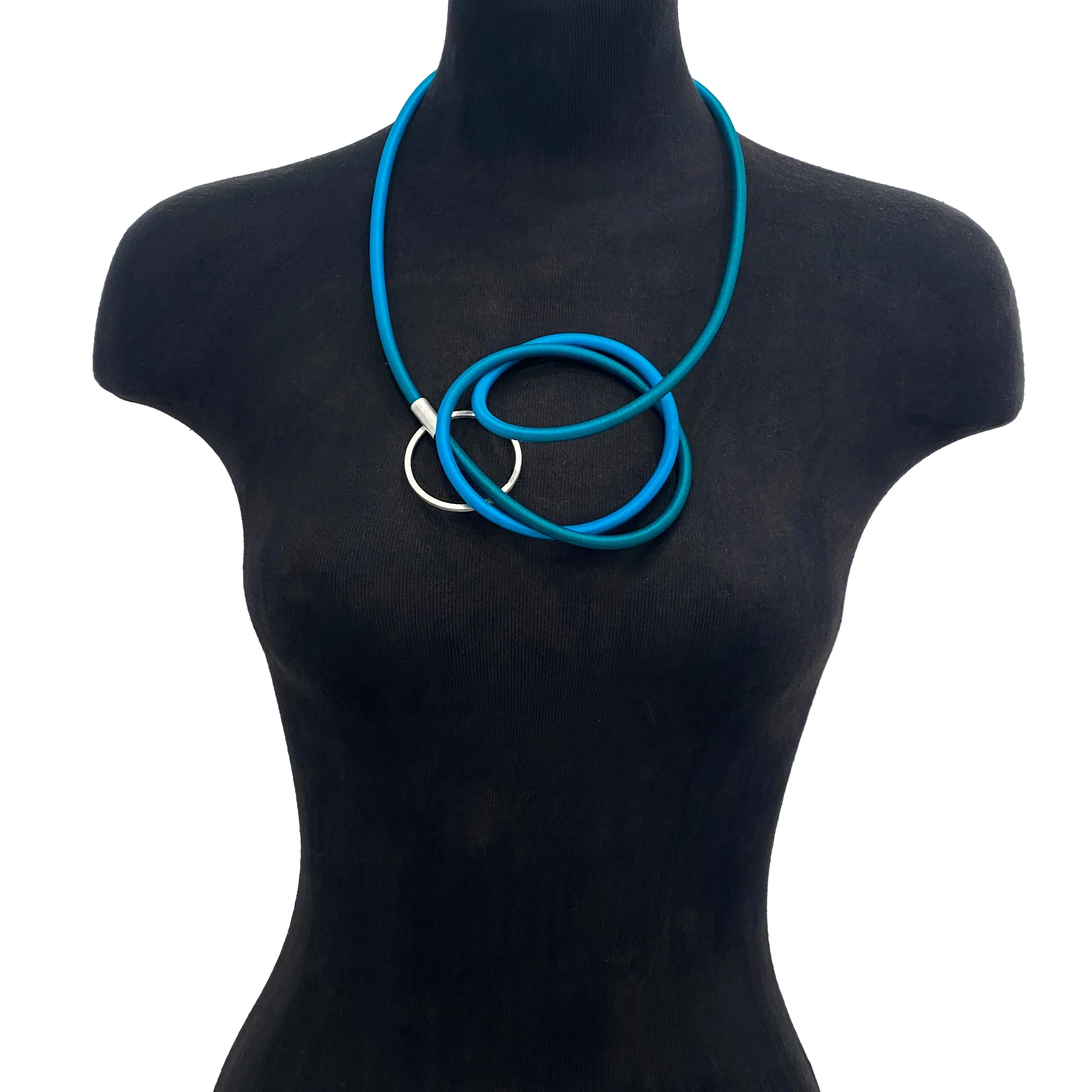 Blue and Silver Accent Knot Necklace