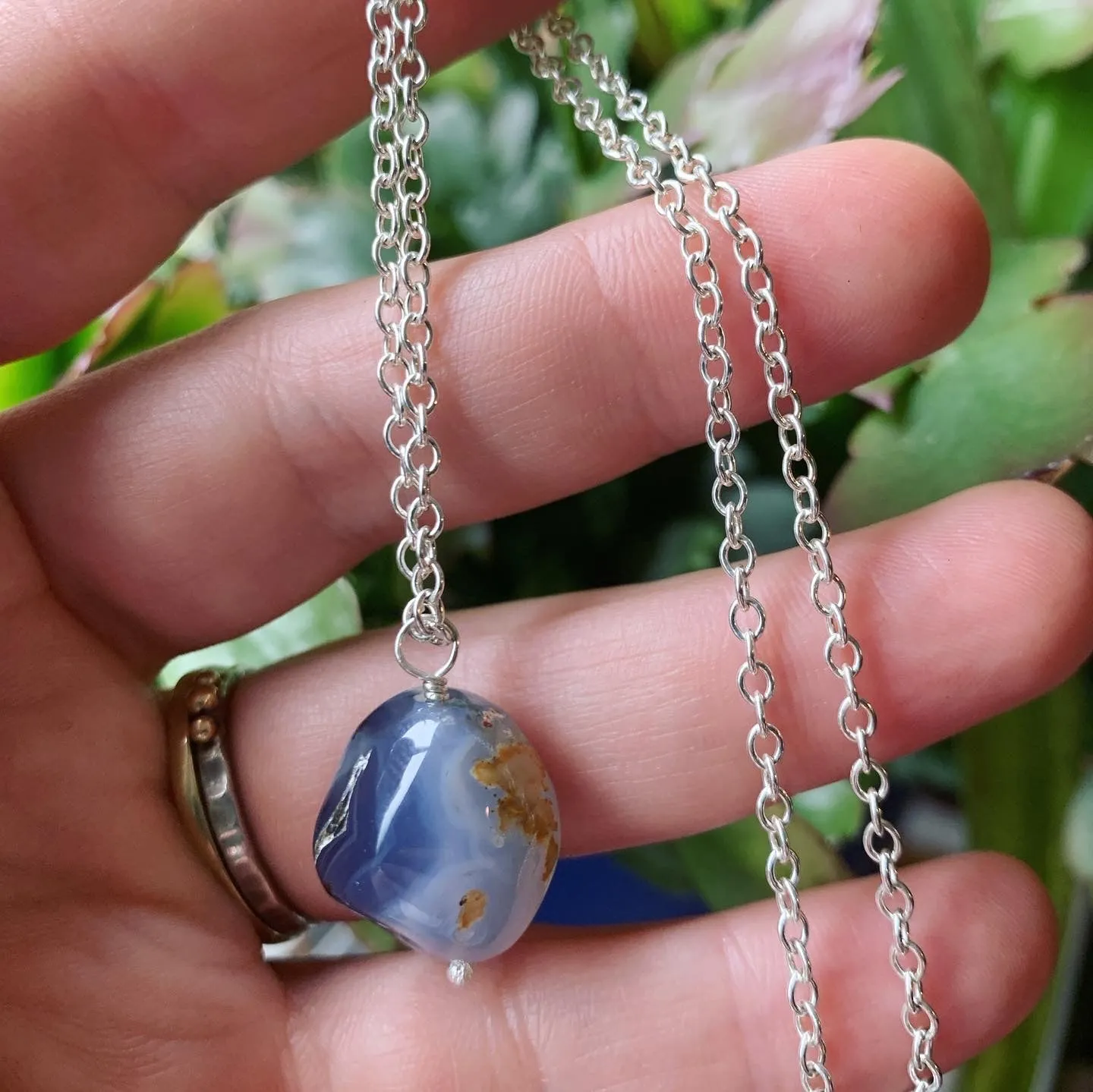 Blue Chalcedony and Sterling Silver Necklace