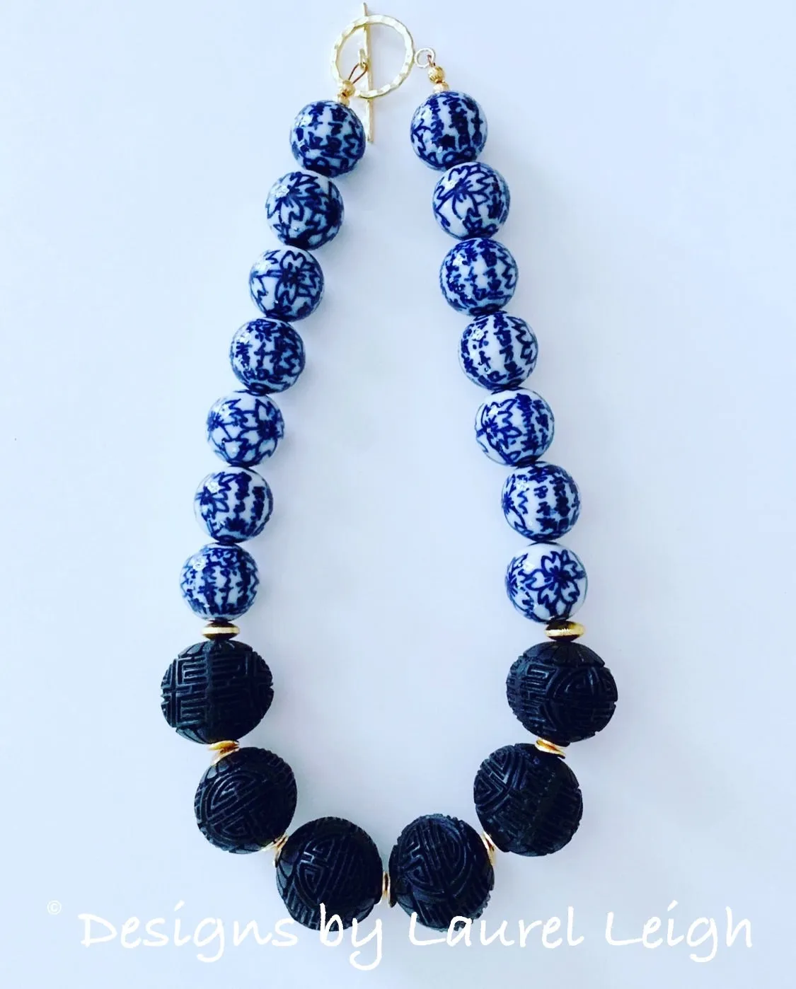 Blue, White & Black Chinoiserie Necklace