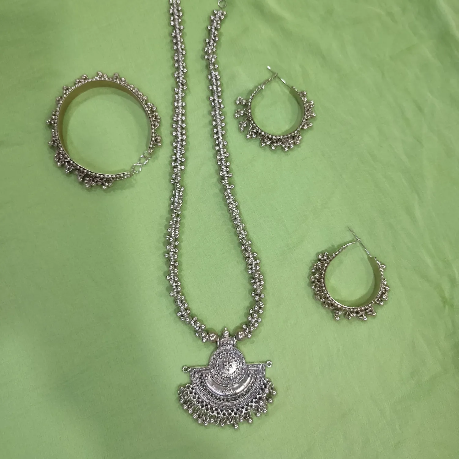 Bollywood Oxidized Silver Plated Handmade Designer Jewellery set/ Party wear/ Casual Oxidized choker necklace earrings Jhumka Afgani OS-3