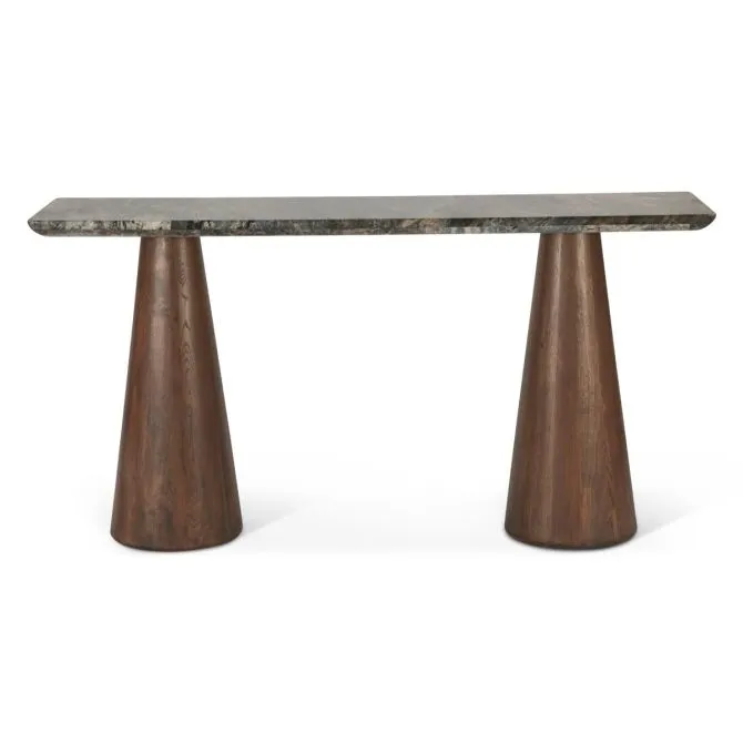 Caldera Lava Marble Console Table with Dark Oak Base