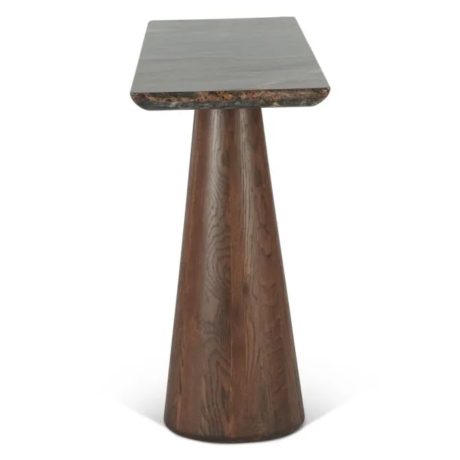 Caldera Lava Marble Console Table with Dark Oak Base