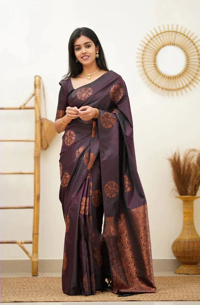 Chatoyant Purple Soft Silk Saree With Scrumptious Blouse Piece