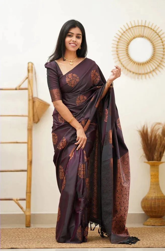 Chatoyant Purple Soft Silk Saree With Scrumptious Blouse Piece