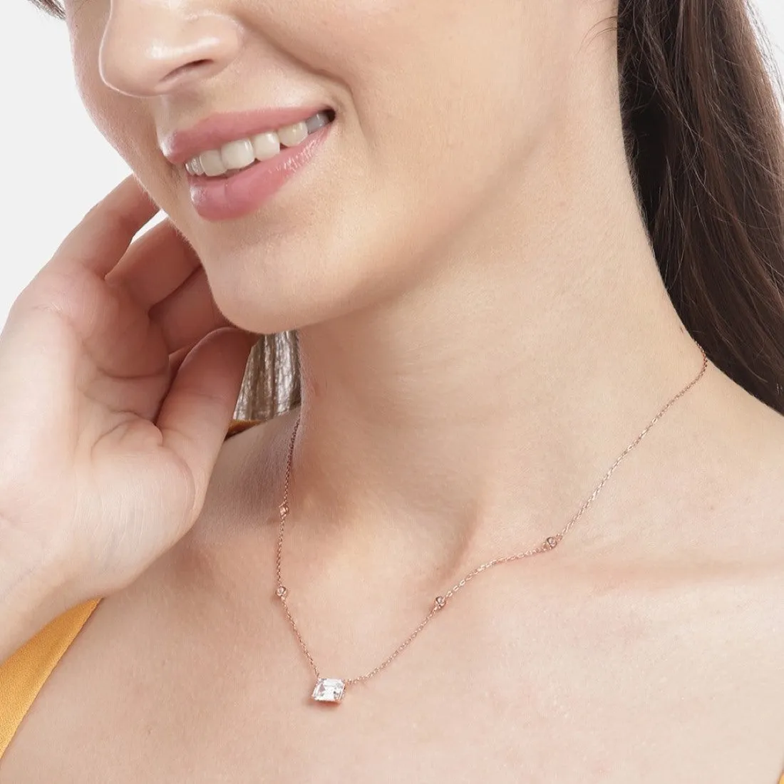 Cherished Luster Rose Gold CZ 925 Sterling Silver Necklace