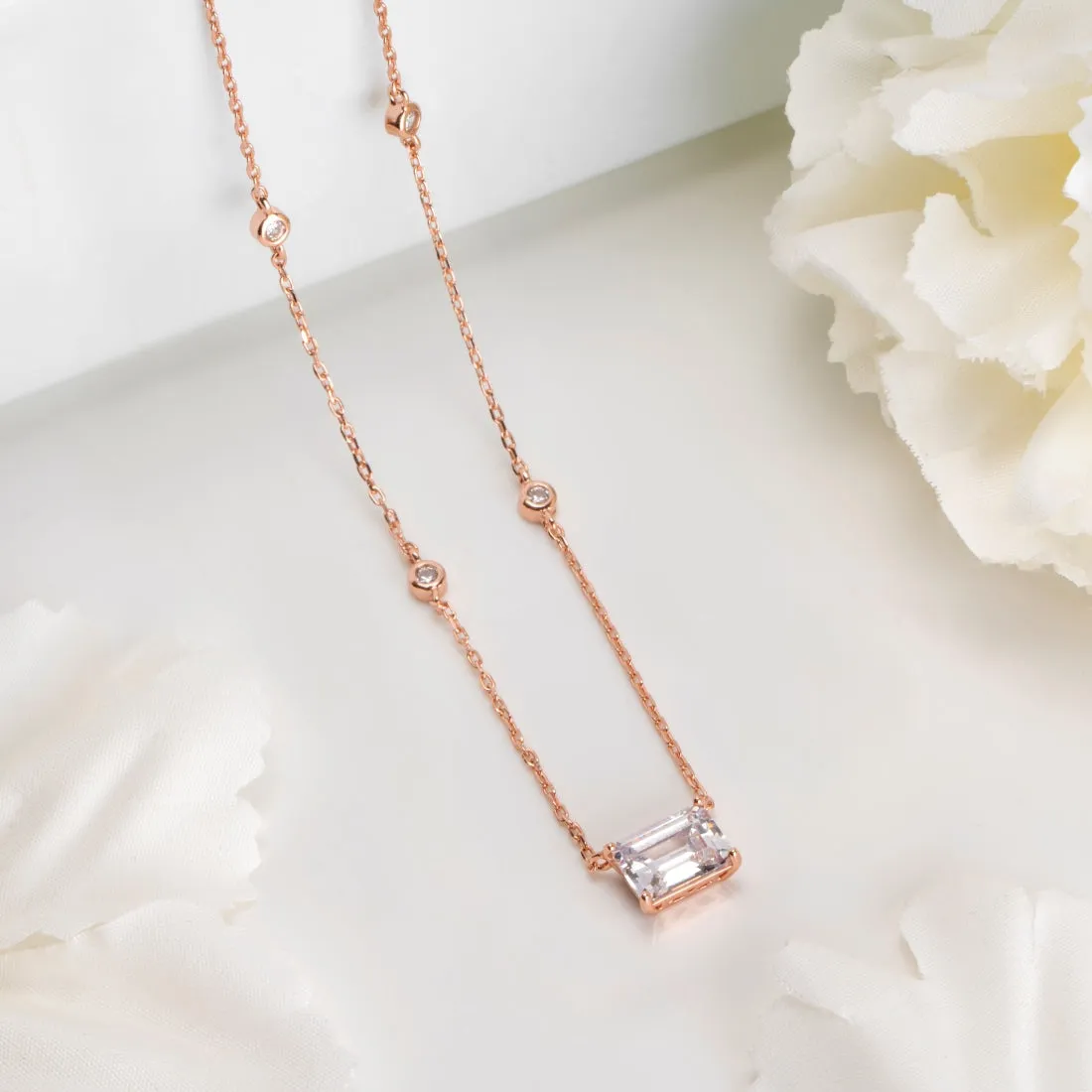 Cherished Luster Rose Gold CZ 925 Sterling Silver Necklace