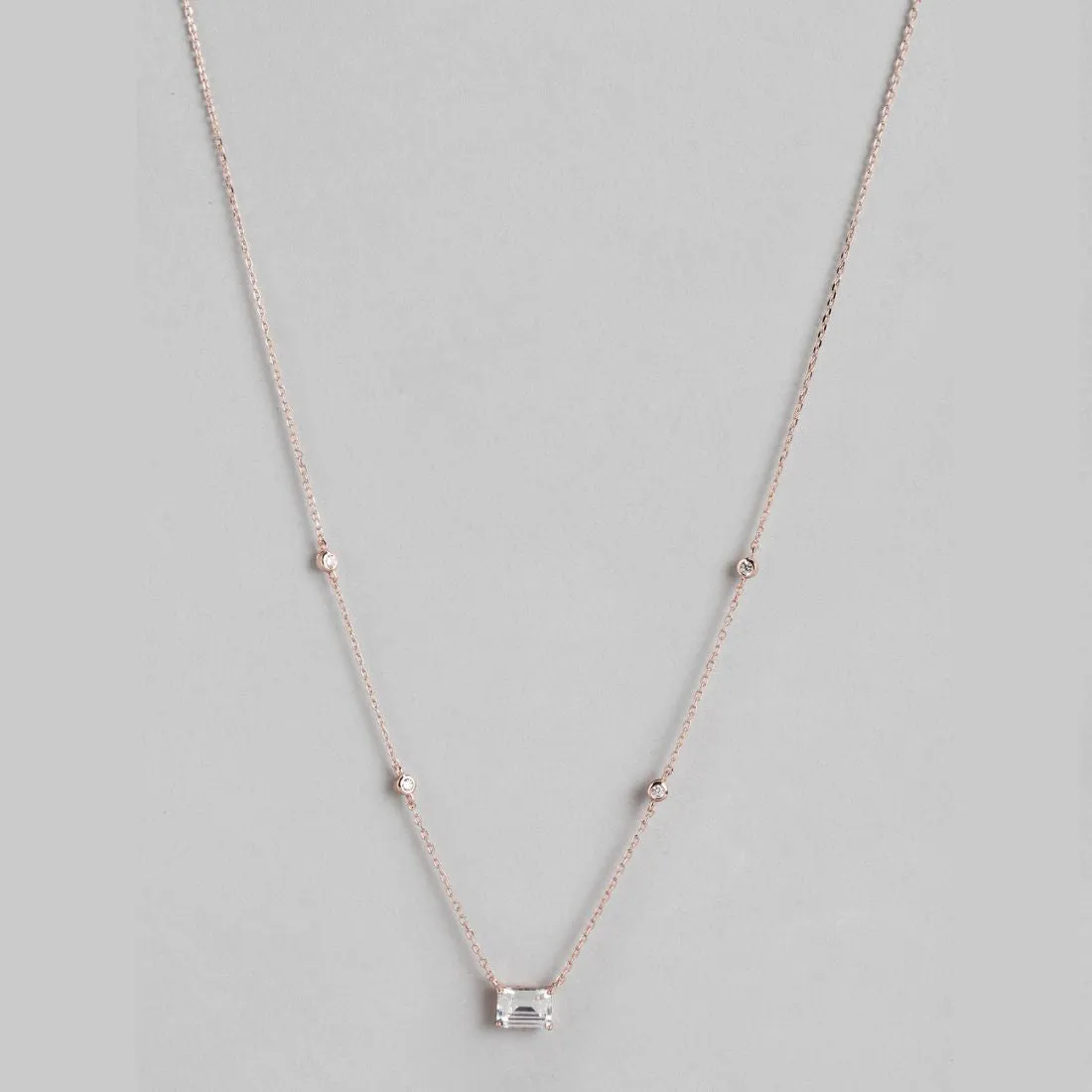 Cherished Luster Rose Gold CZ 925 Sterling Silver Necklace