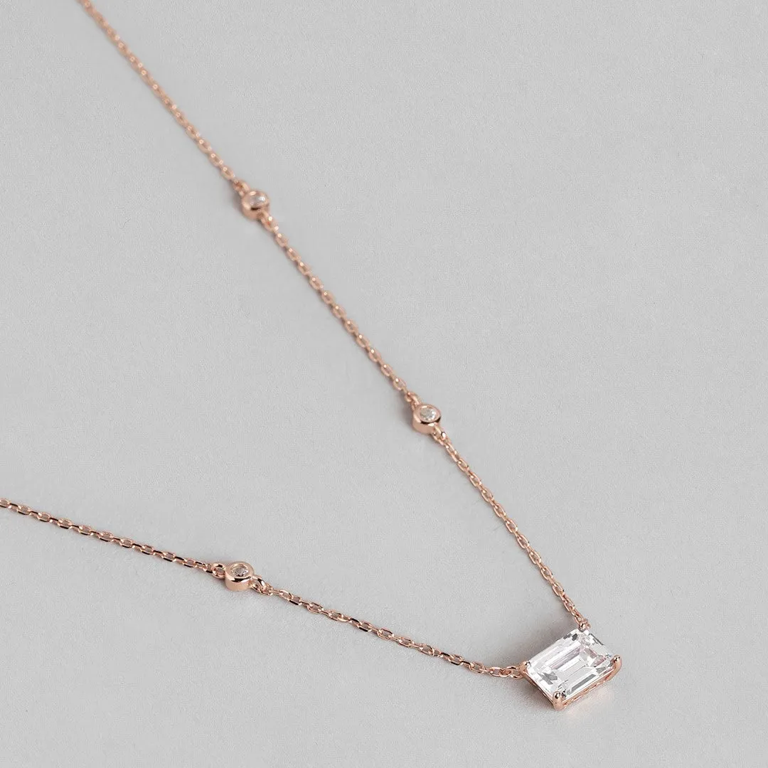 Cherished Luster Rose Gold CZ 925 Sterling Silver Necklace