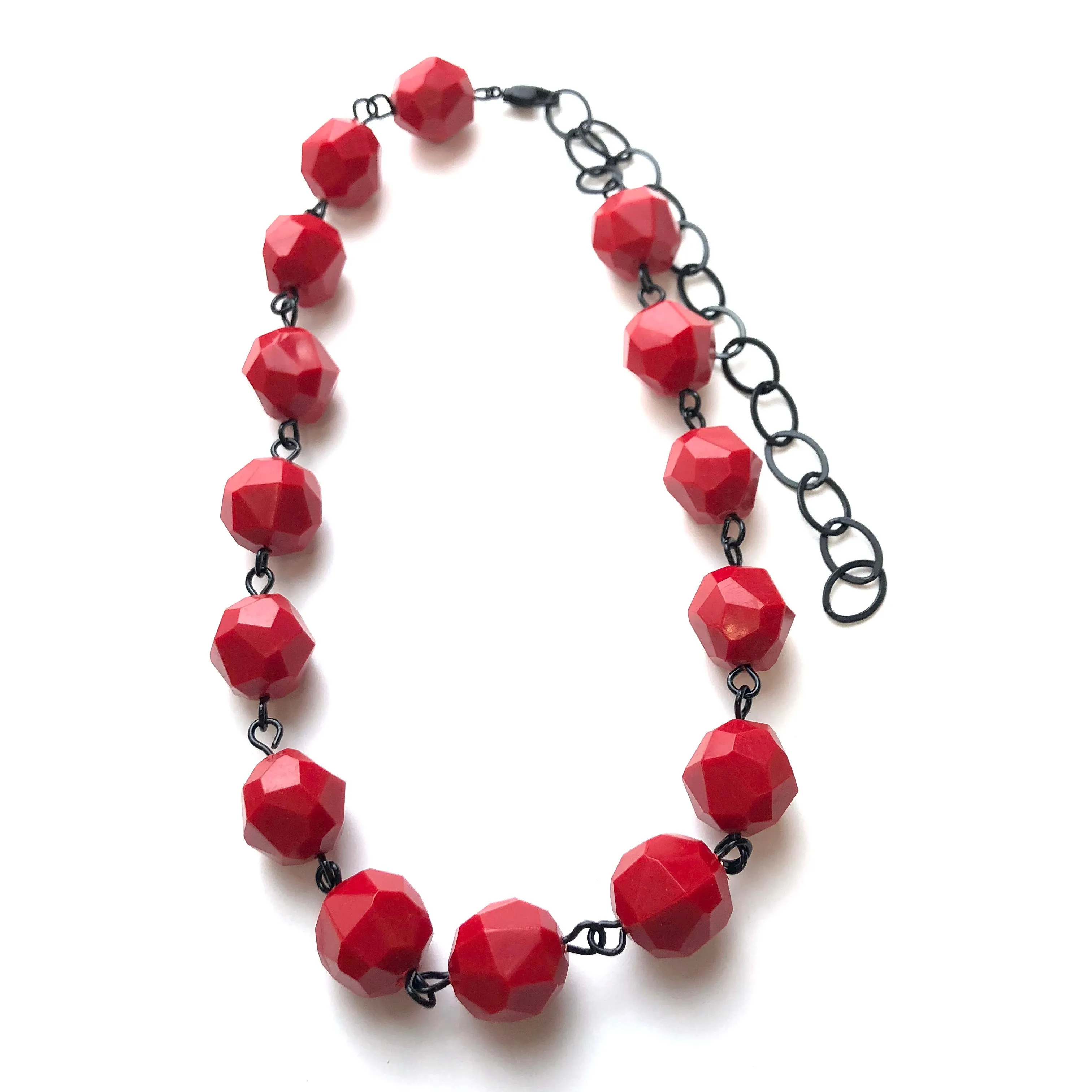 Cherry Red Faceted Bead Amelia Necklace *