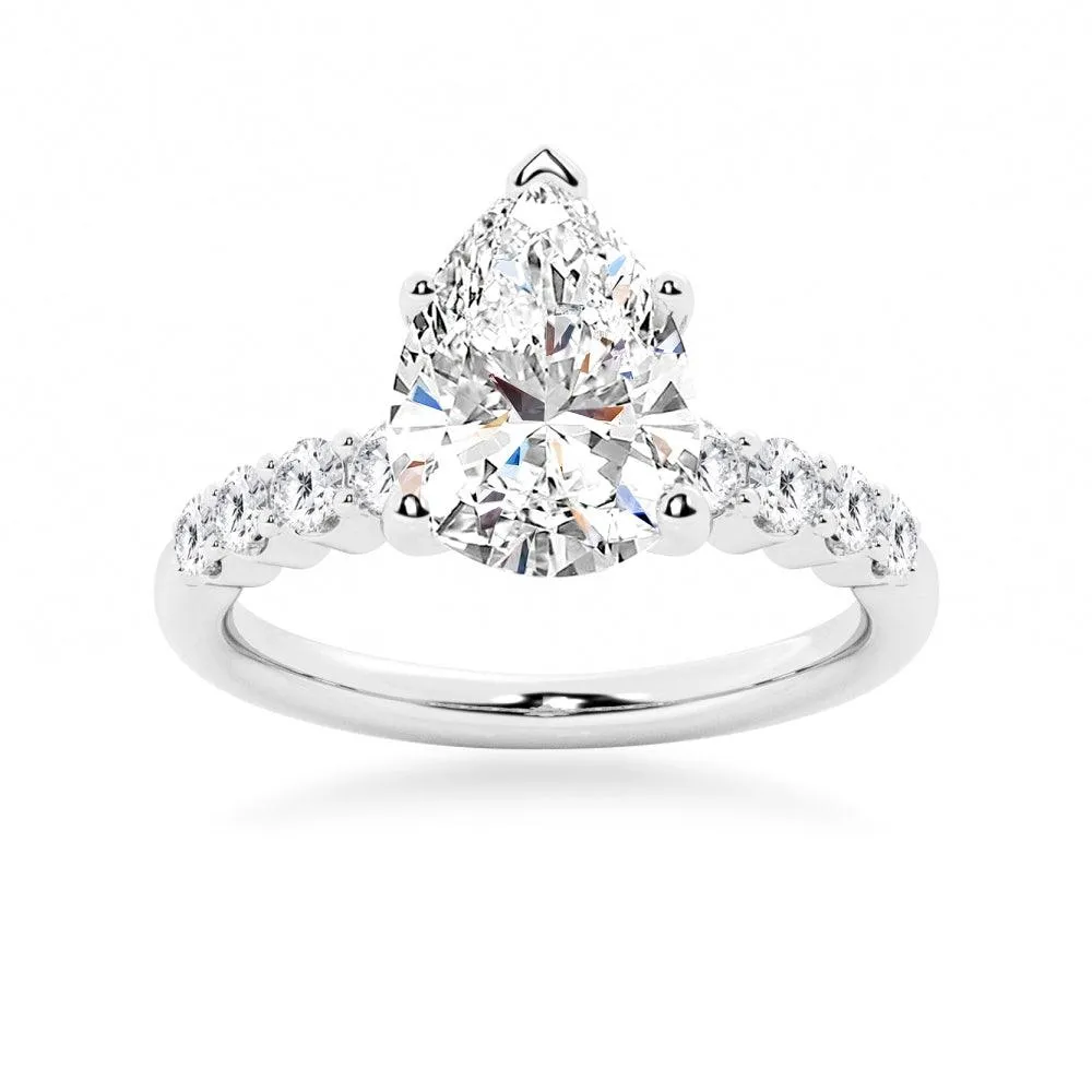 Classic Shared-Prong Pear Shaped Moissanite Engagement Ring