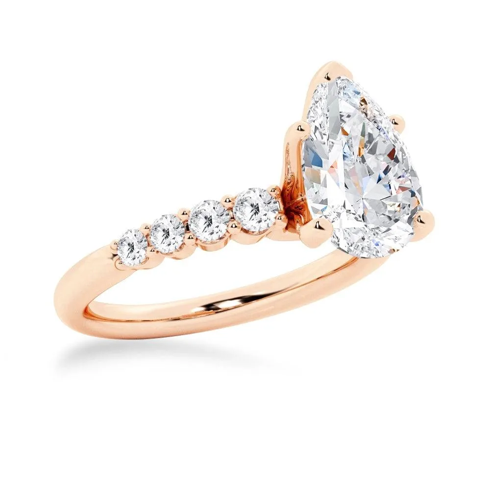 Classic Shared-Prong Pear Shaped Moissanite Engagement Ring