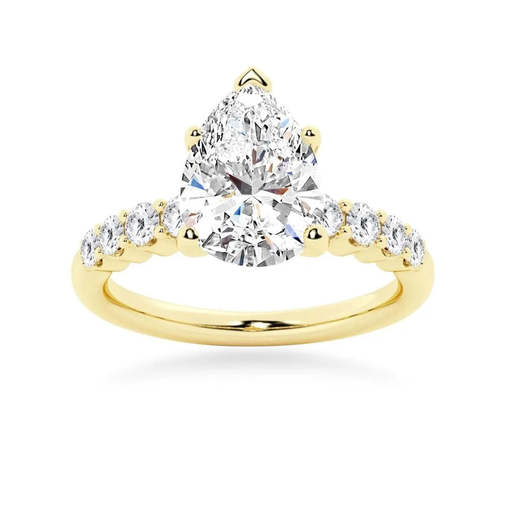 Classic Shared-Prong Pear Shaped Moissanite Engagement Ring