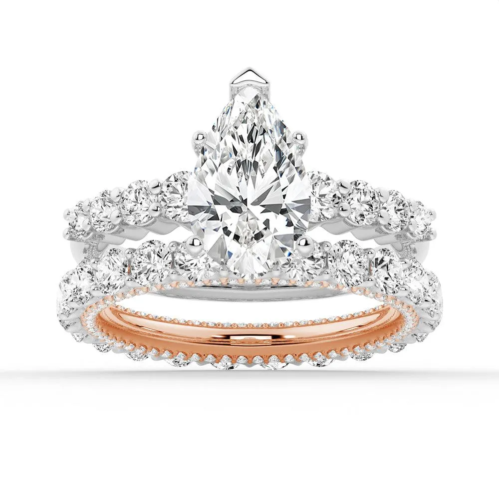 Classic Shared-Prong Pear Shaped Moissanite Engagement Ring