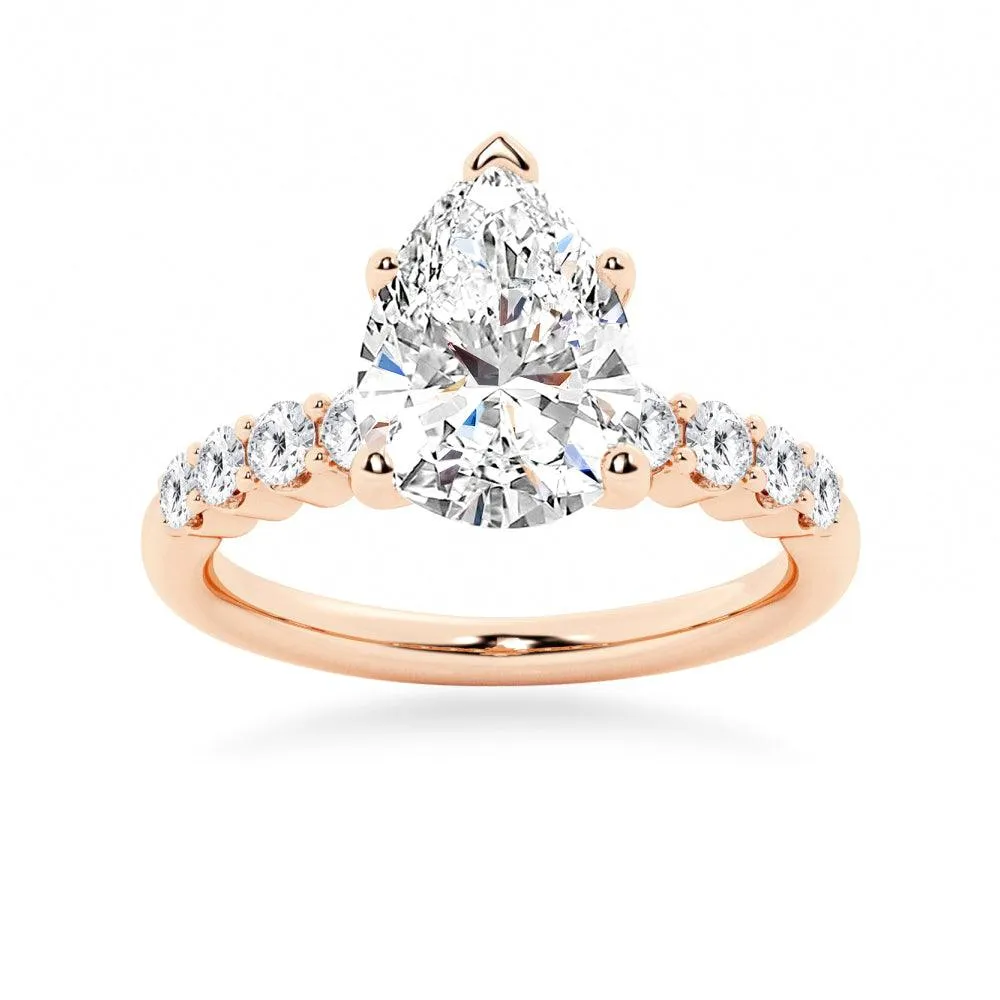 Classic Shared-Prong Pear Shaped Moissanite Engagement Ring