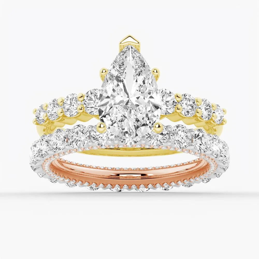 Classic Shared-Prong Pear Shaped Moissanite Engagement Ring